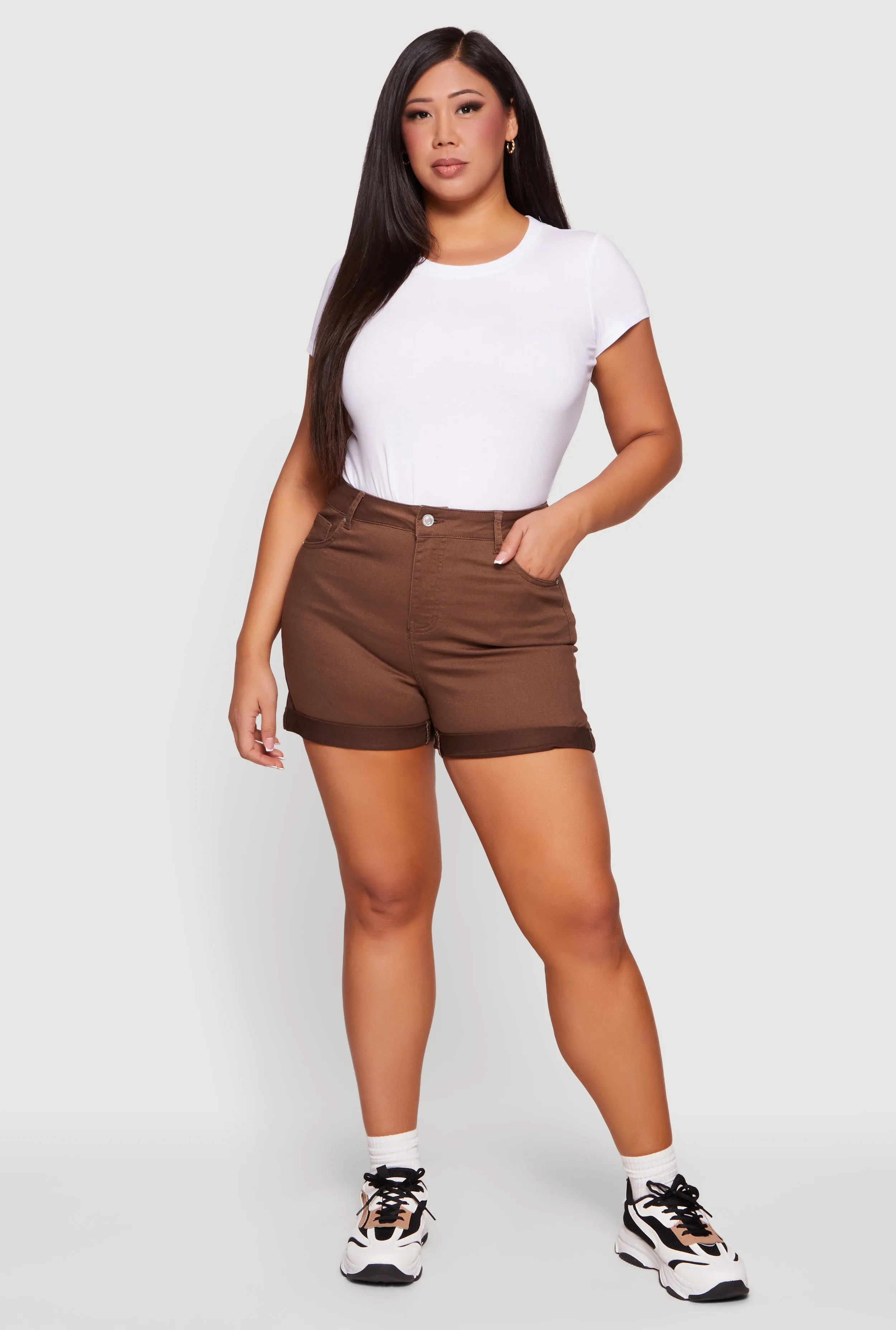 Plus Size High Waisted Fixed Cuff Shorts sold by Rainbow product image thumbnail 2