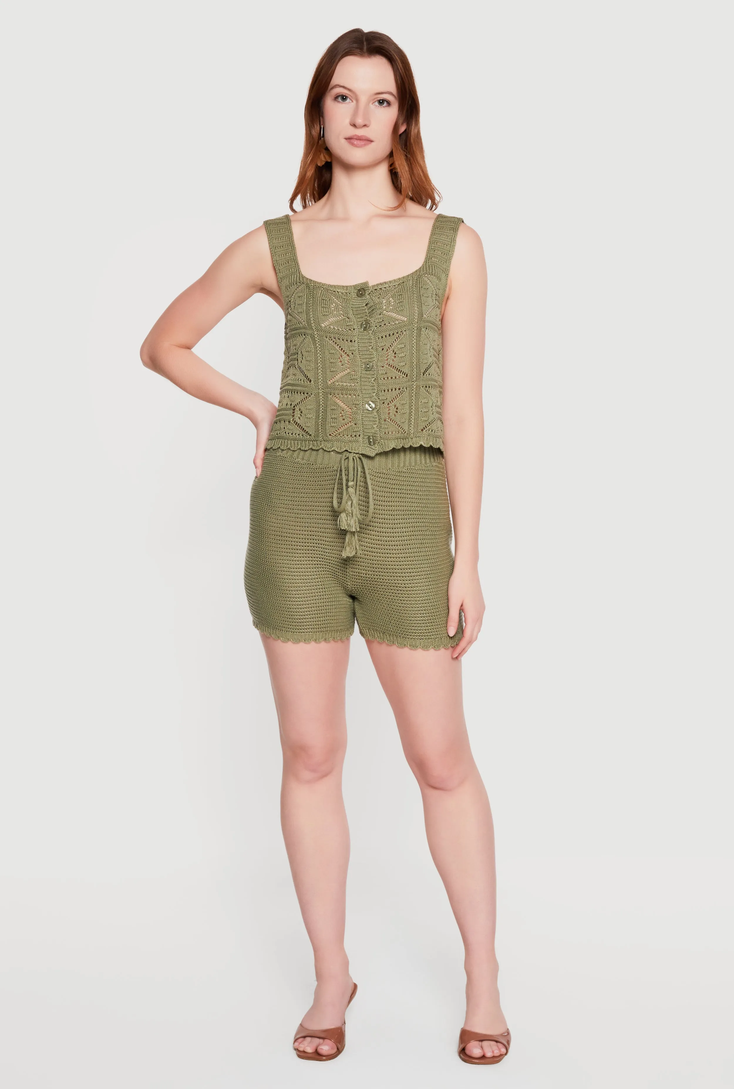Drawstring Waist Crochet Shorts sold by Rainbow product image thumbnail 2