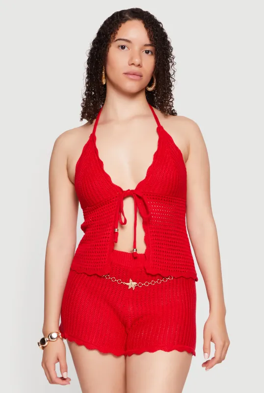 Scalloped Trim Crochet Halter Top made by Almost Famous