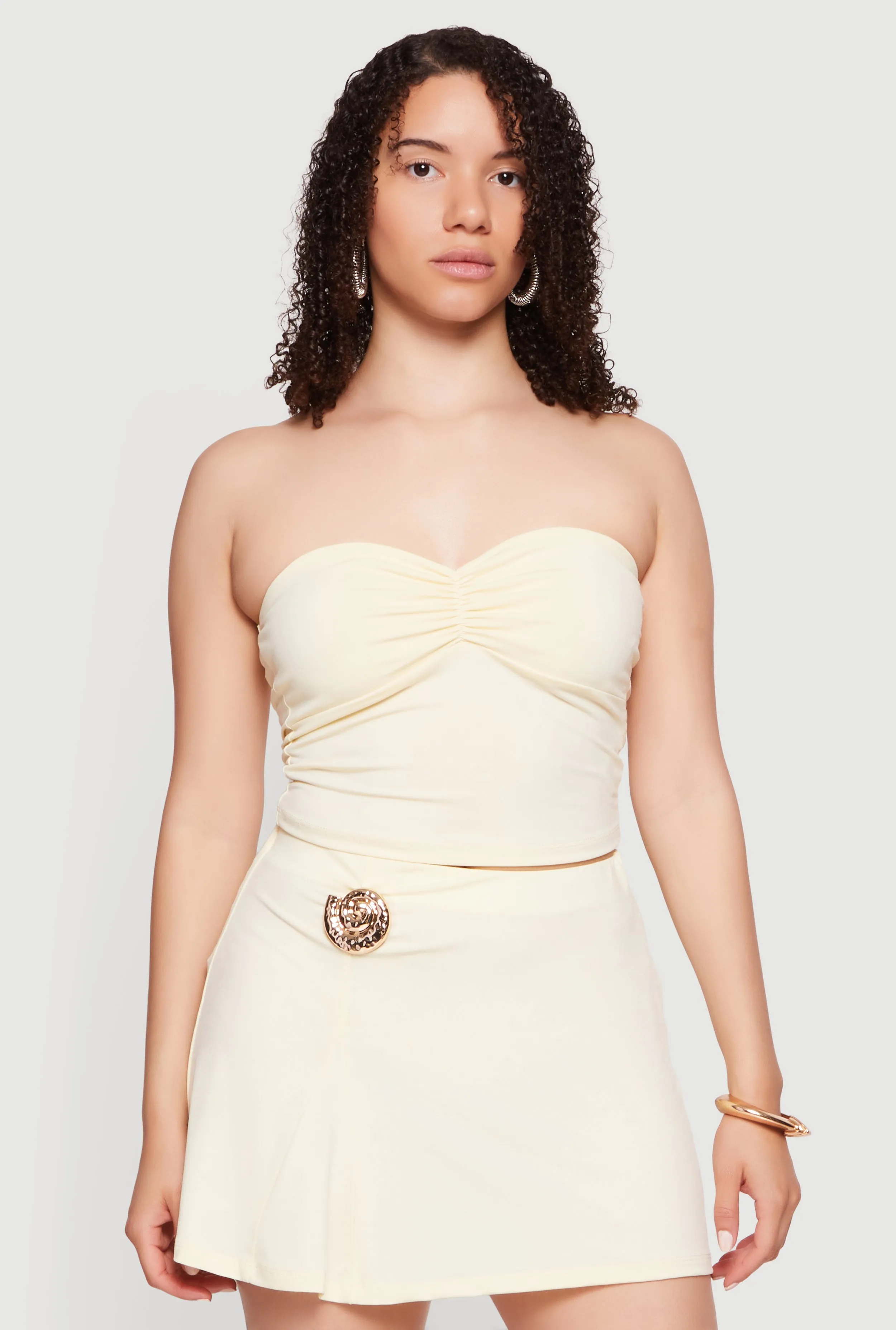 Ruched Front Crop Tube Top sold by Rainbow