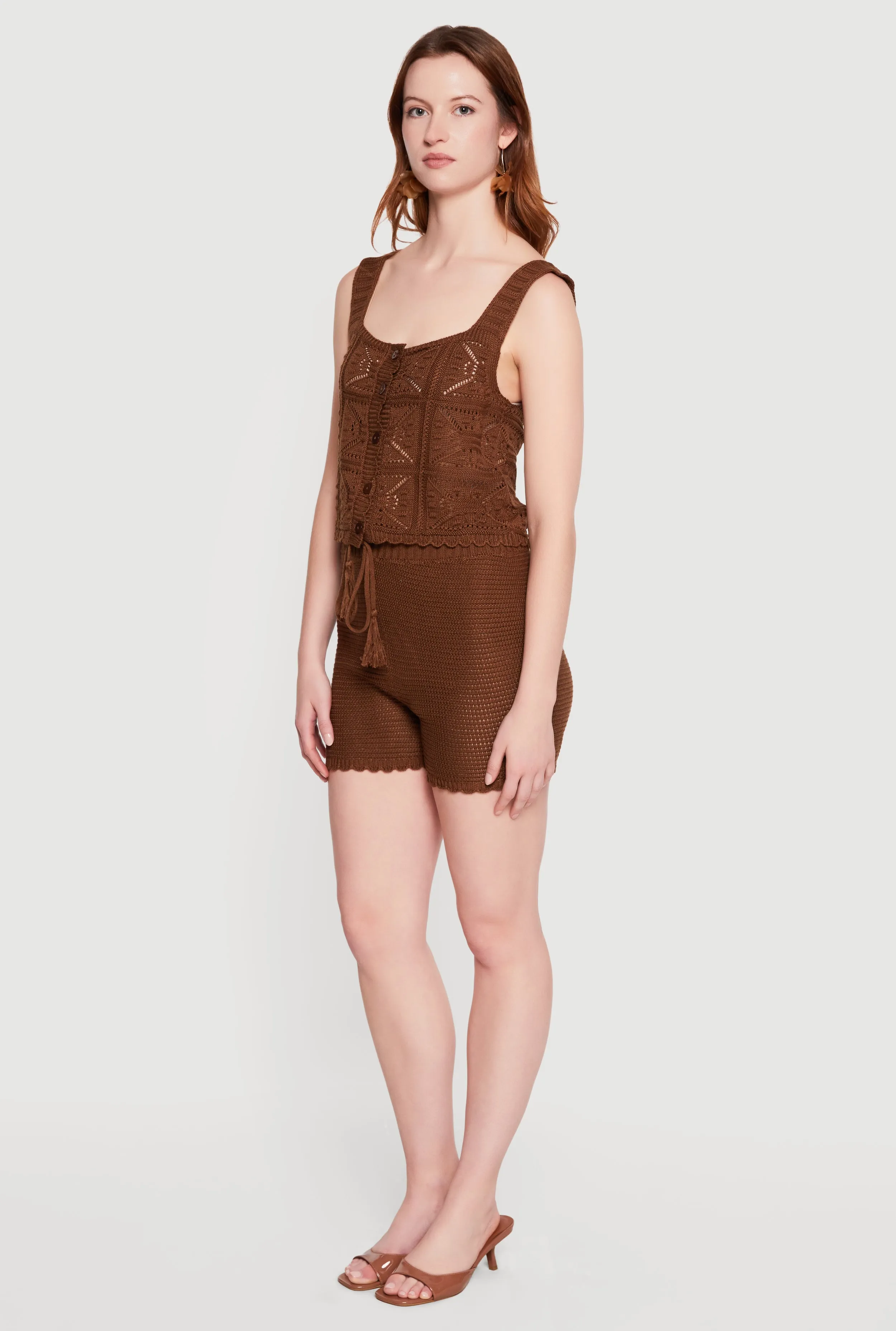 Crochet Scalloped Hem Square Neck Button Front Vest sold by Rainbow product image thumbnail 2