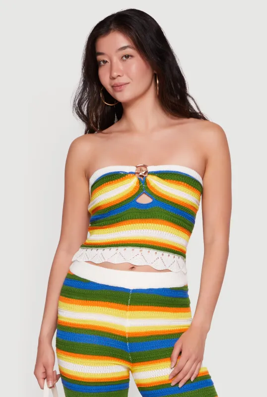 Starfish O Ring Detail Scalloped Hem Crochet Tube Top made by Almost Famous