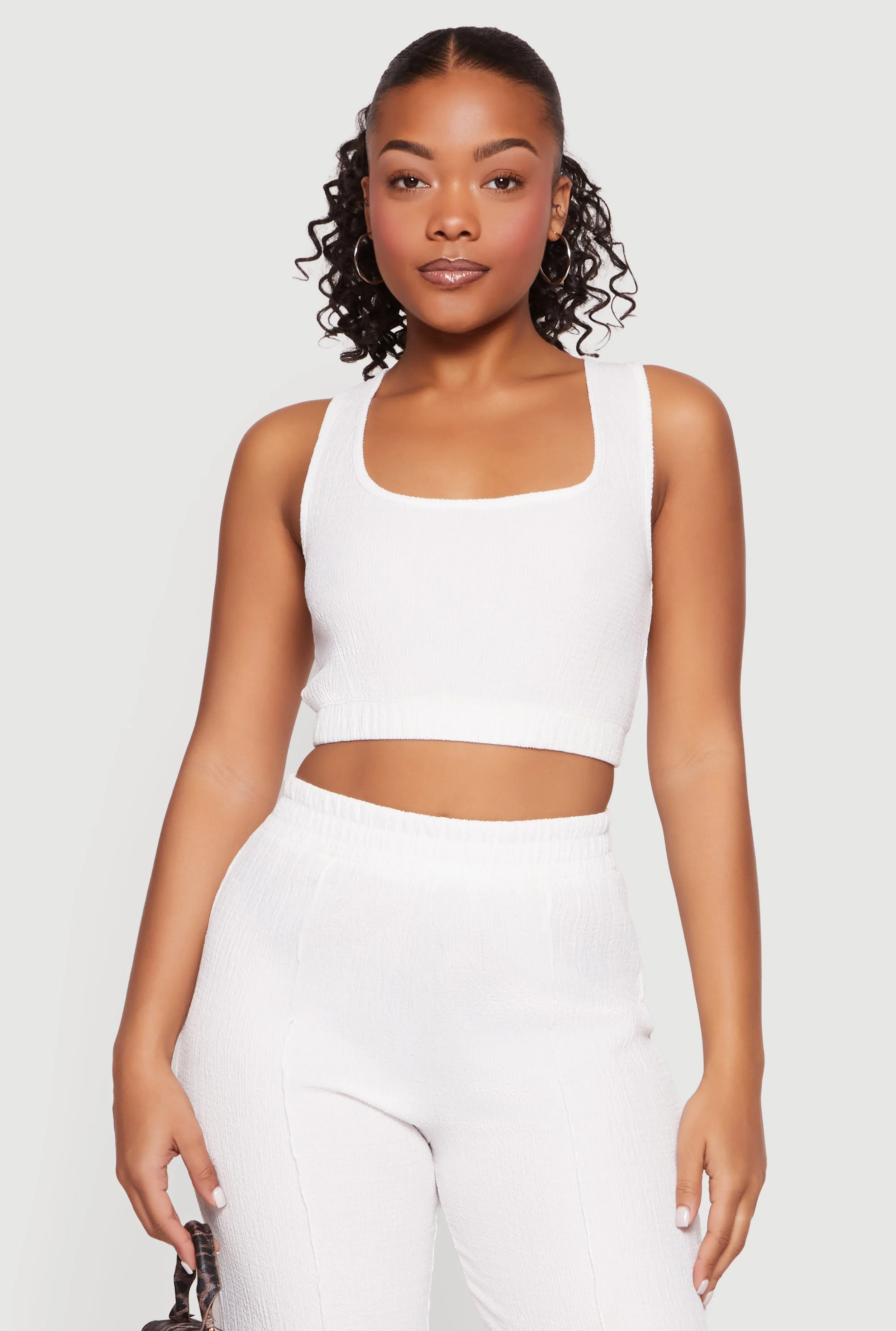 Solid Textured Knit Crop Top sold by Rainbow