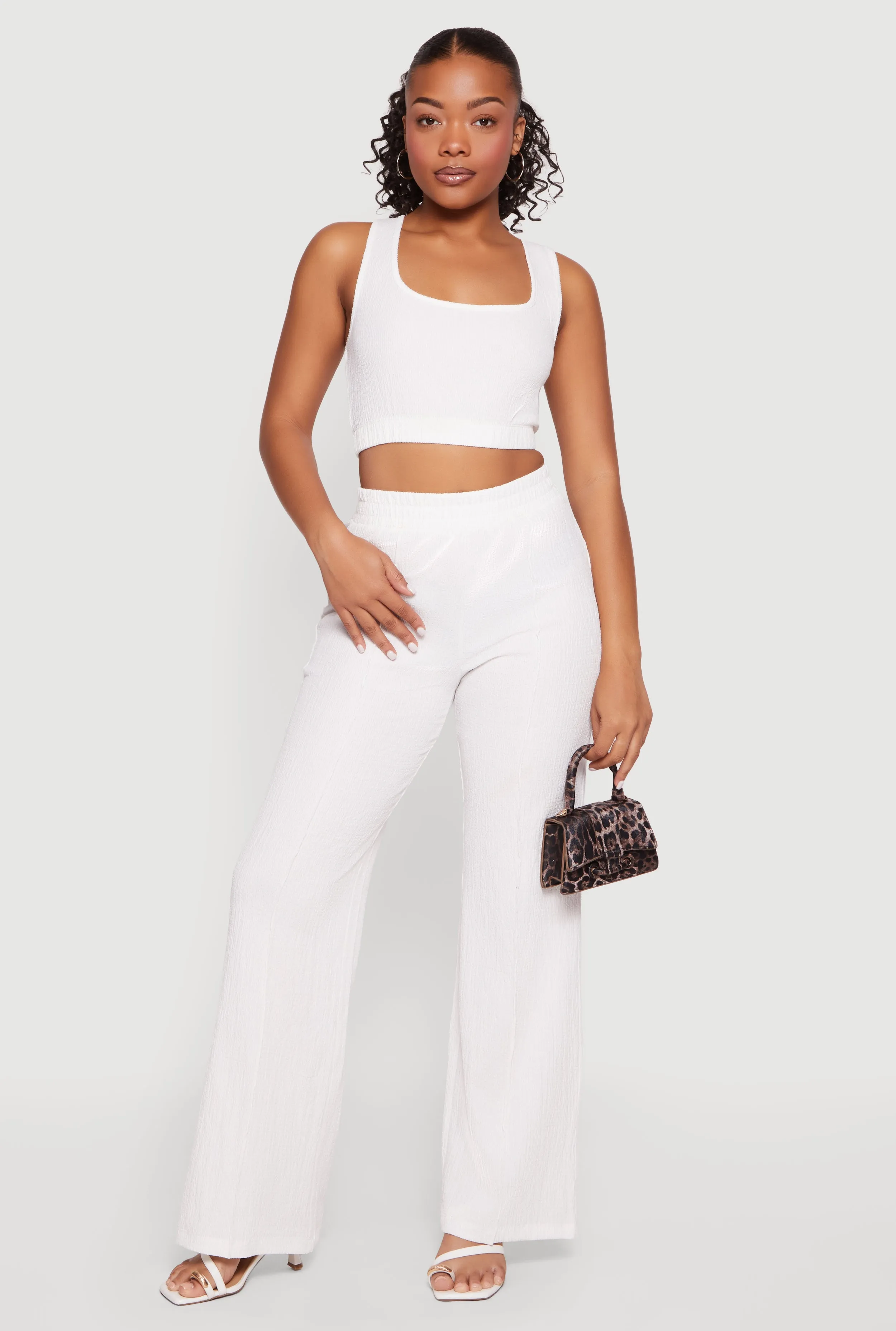 Solid Textured Knit Crop Top sold by Rainbow product image thumbnail 2