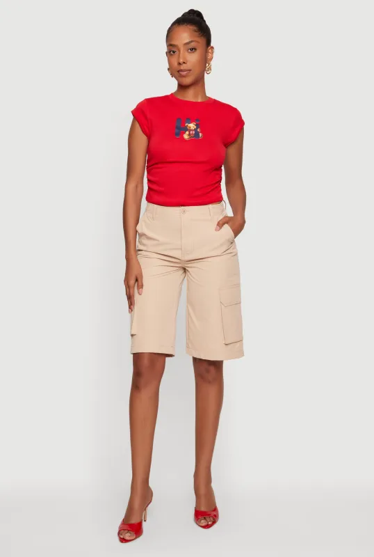 High Waisted Cargo Bermuda Shorts made by Rainbow