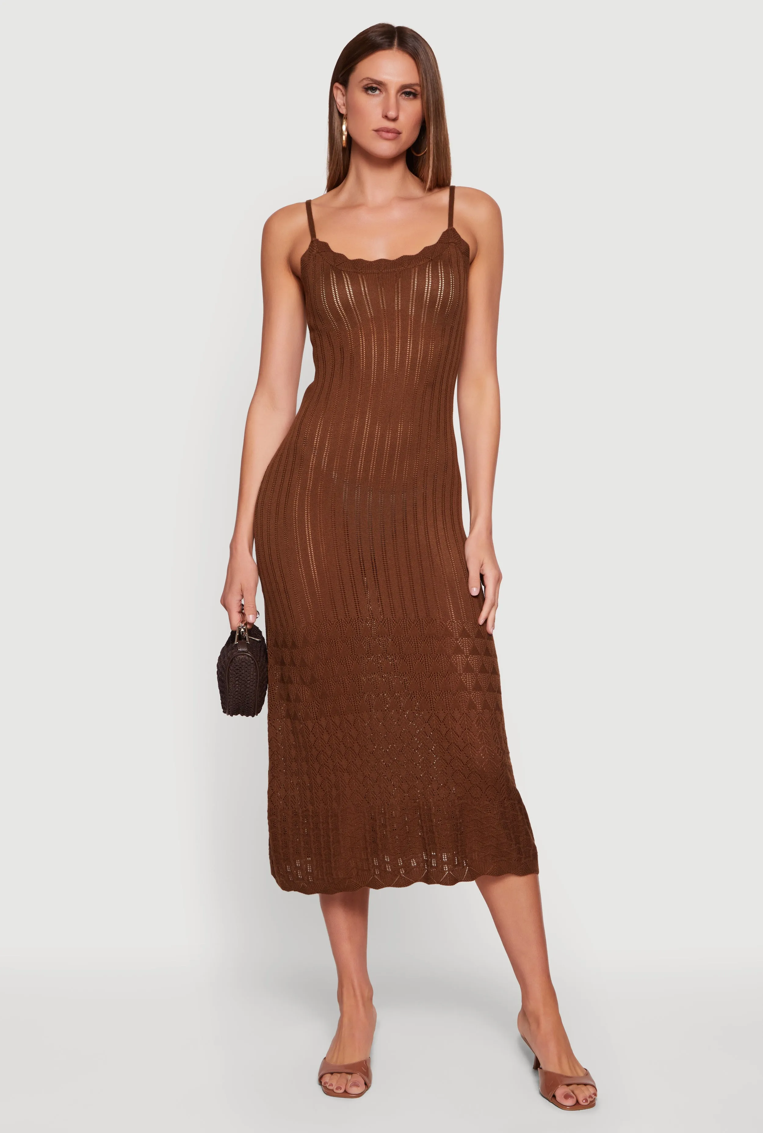 Pointelle Knit Hem Scoop Neck Crochet Dress sold by Rainbow product image thumbnail 2