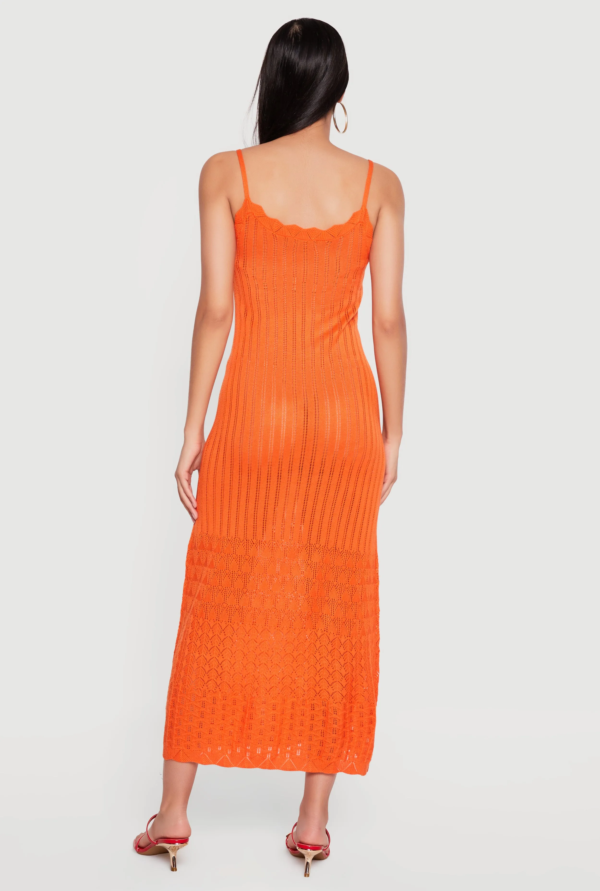 Pointelle Knit Hem Scoop Neck Crochet Dress sold by Rainbow product image thumbnail 3