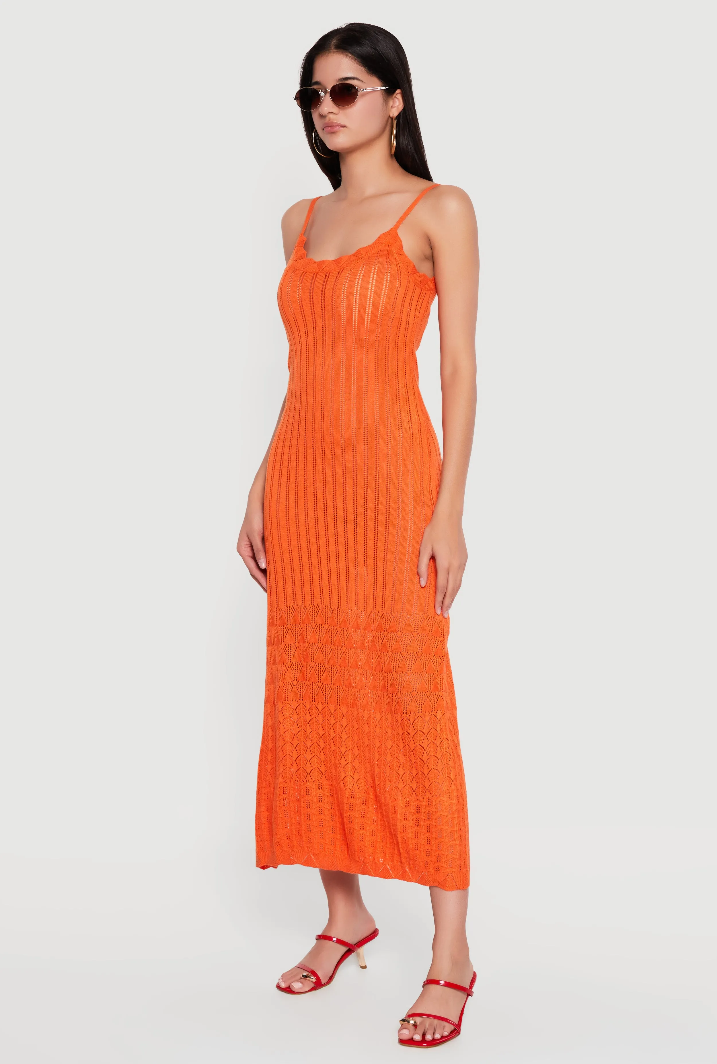 Pointelle Knit Hem Scoop Neck Crochet Dress sold by Rainbow product image thumbnail 2