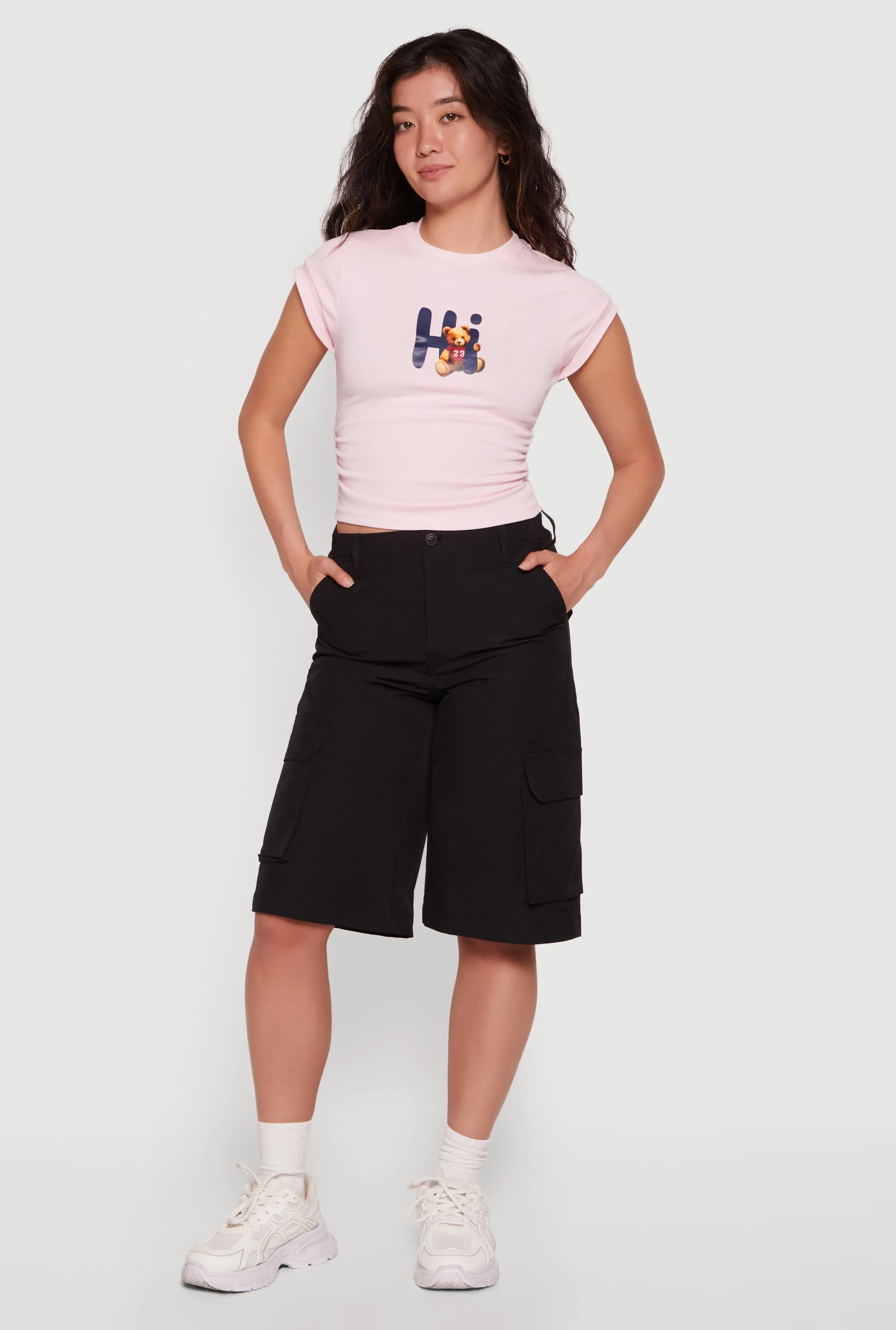 High Waisted Cargo Bermuda Shorts sold by Rainbow