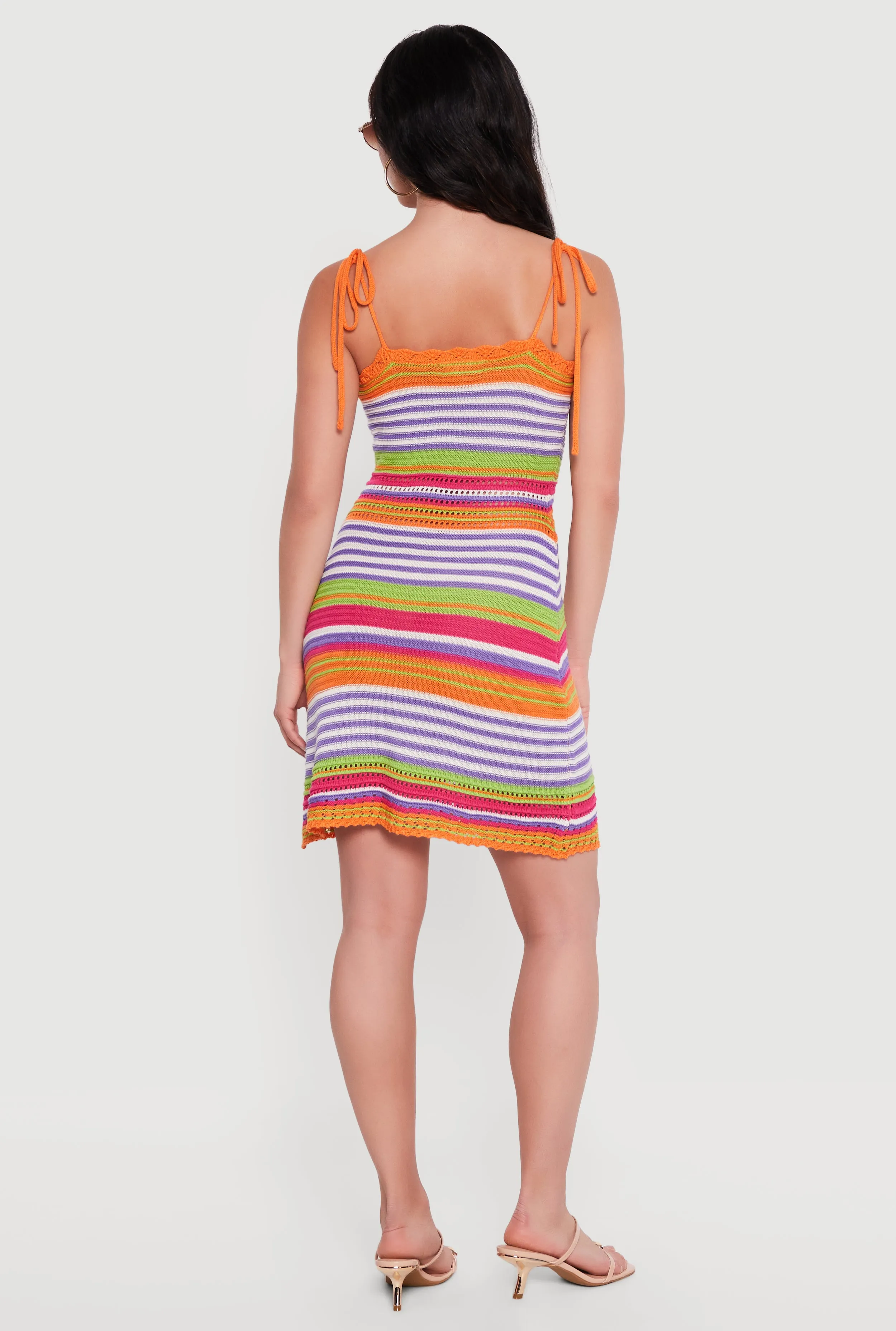 Striped Knit Cami Dress with Tie Shoulder Straps sold by Rainbow product image thumbnail 3