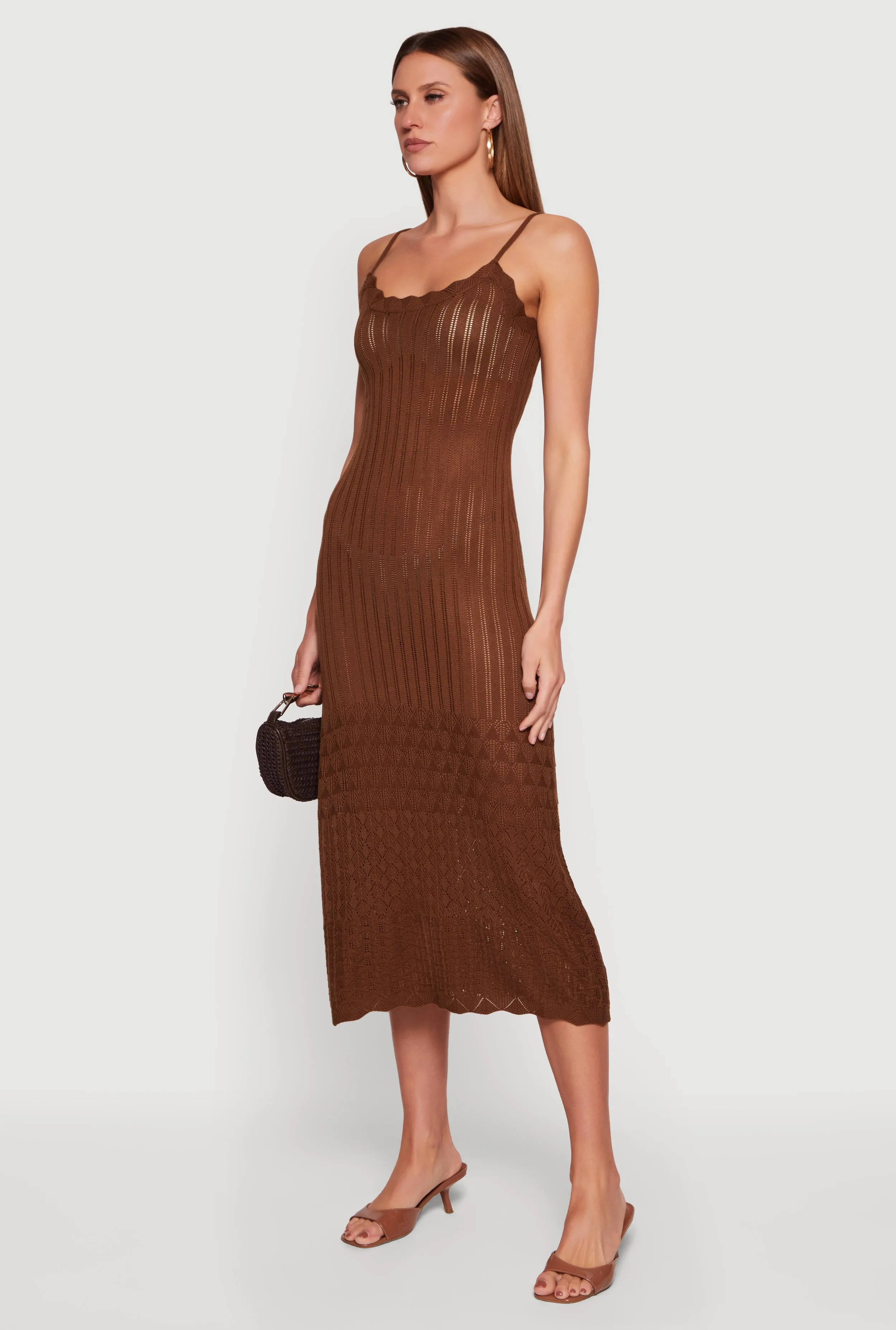 Pointelle Knit Hem Scoop Neck Crochet Dress sold by Rainbow product image thumbnail 2