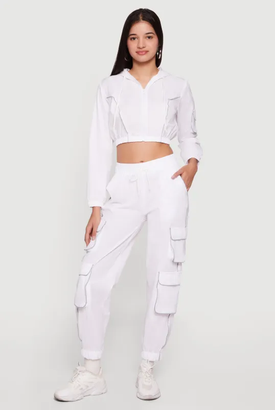 Nylon Drawstring Waist Utility Joggers made by Rainbow
