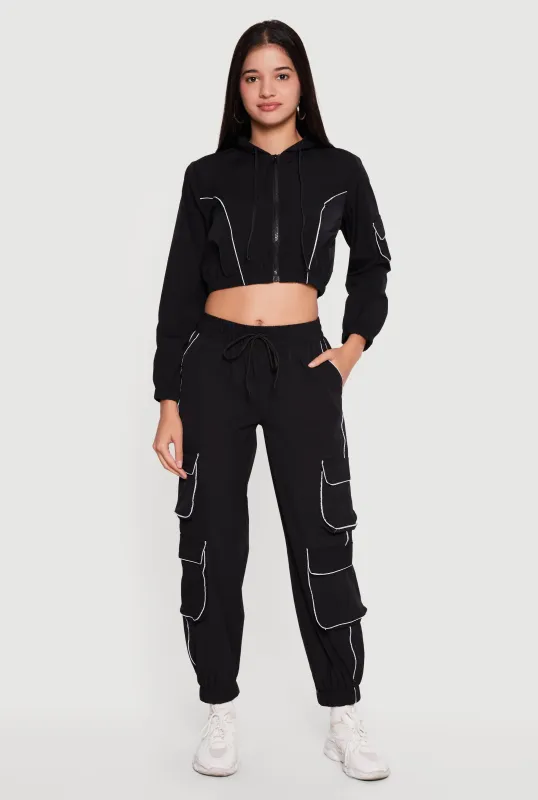 Nylon Drawstring Waist Utility Joggers made by Rainbow