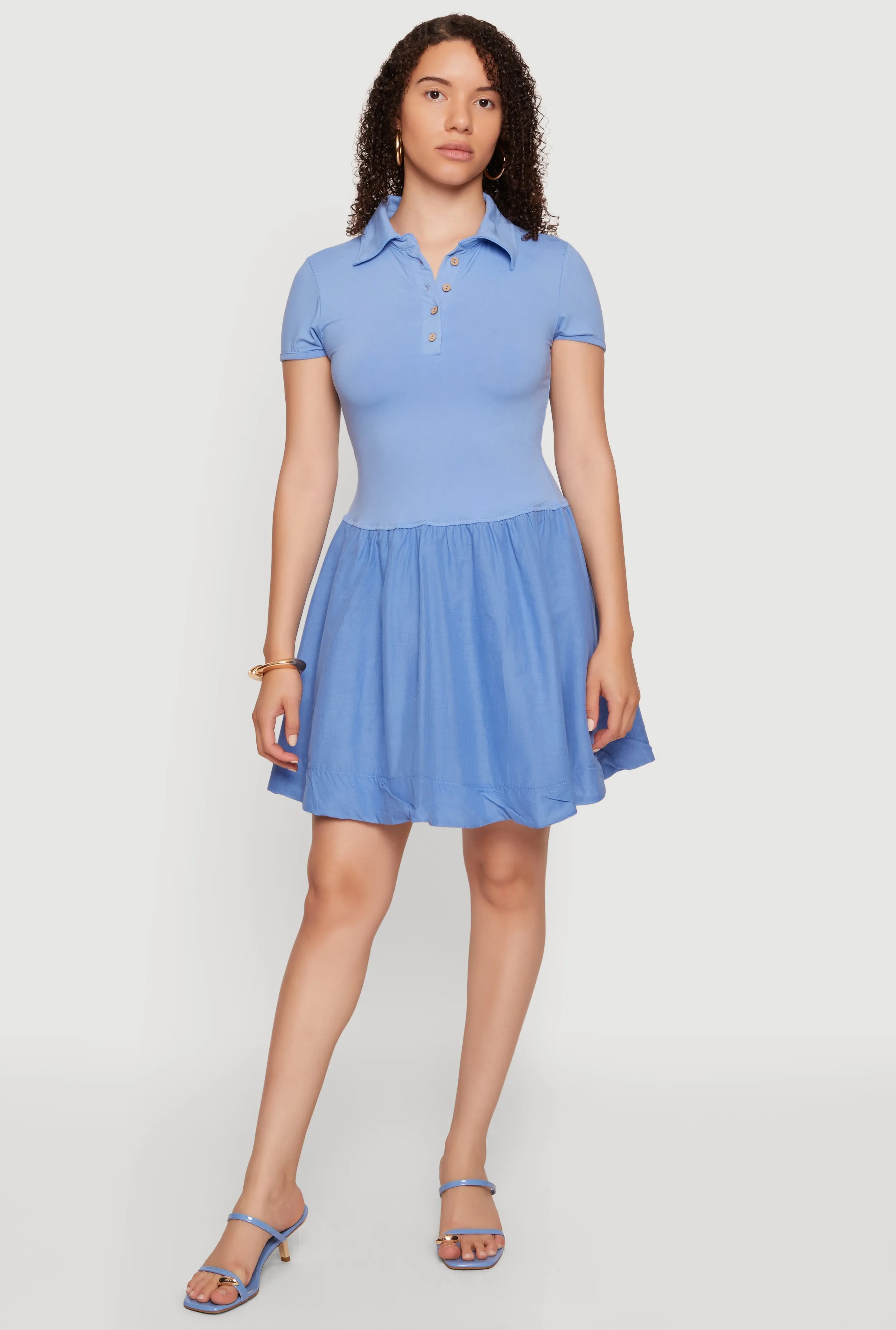 Quarter Button Front Polo Skater Dress sold by Rainbow product image thumbnail 3