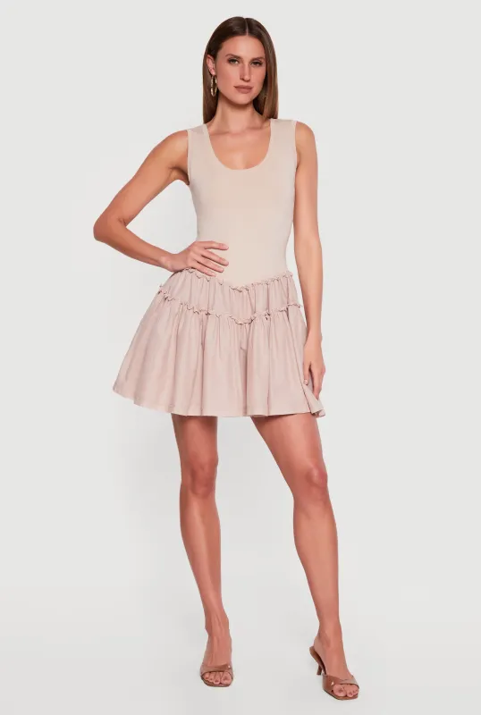 Sleeveless Scoop Neck Skater Dress made by Rainbow