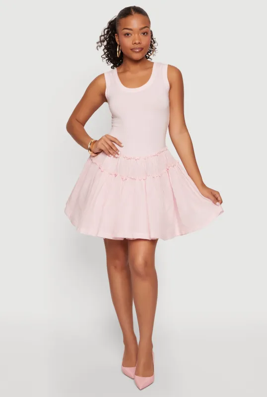 Sleeveless Scoop Neck Skater Dress made by Rainbow