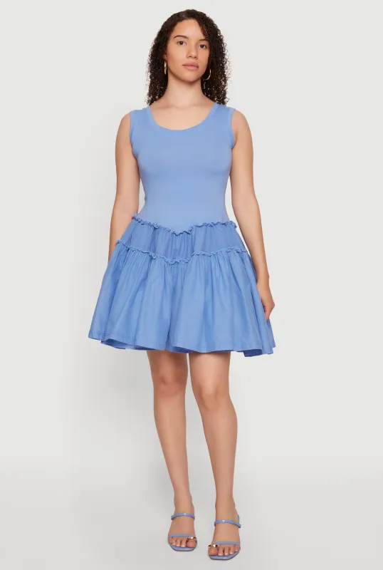 Sleeveless Scoop Neck Skater Dress made by Rainbow