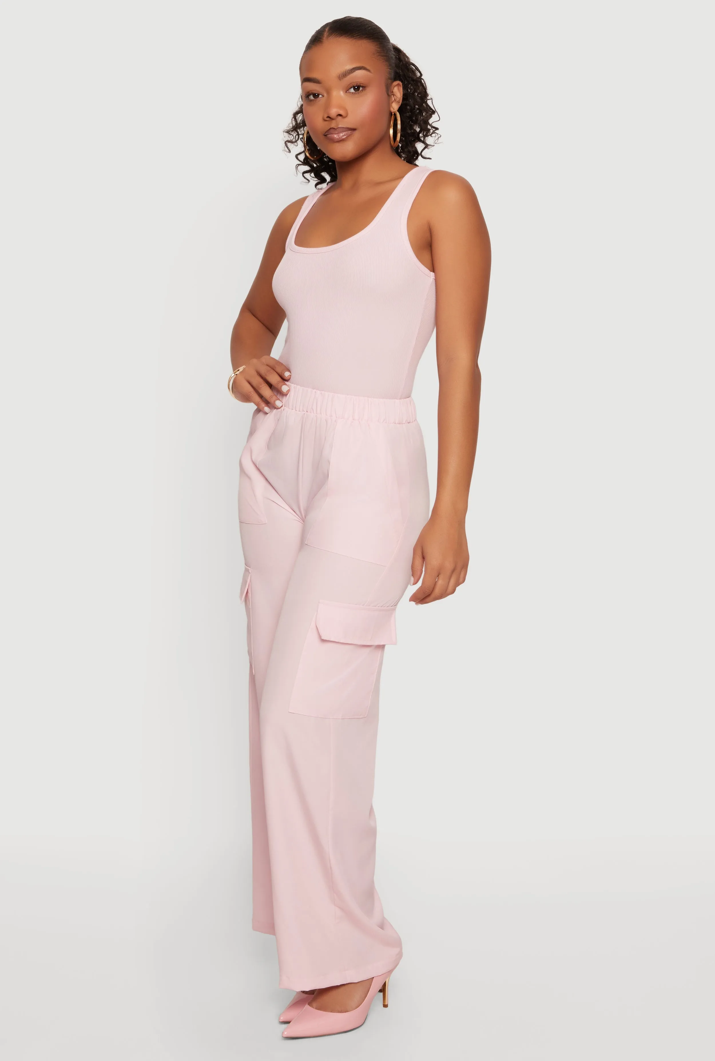 Sleeveless Elastic Waist Jumpsuit with Cargo Pockets sold by Rainbow product image thumbnail 2