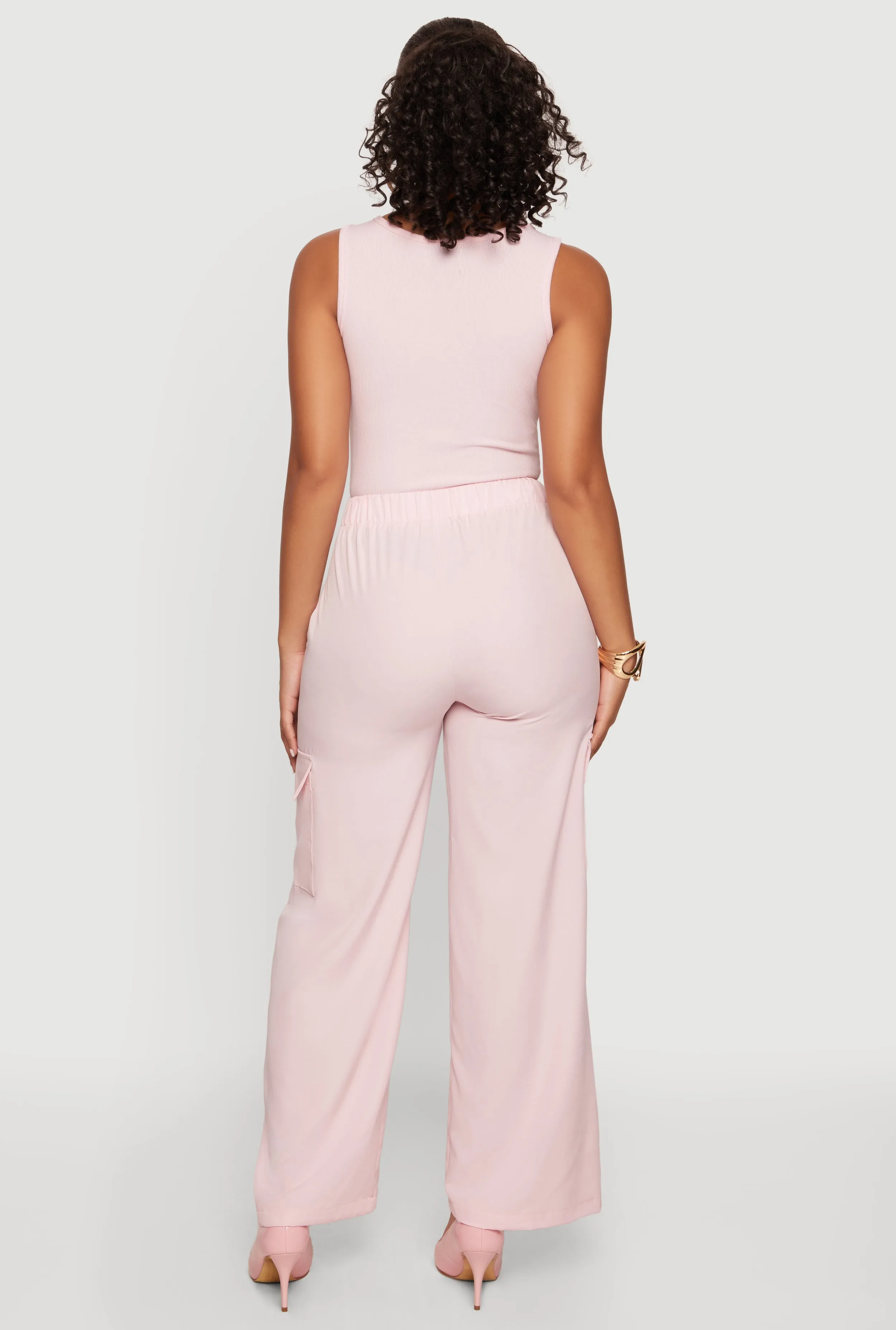 Sleeveless Elastic Waist Jumpsuit with Cargo Pockets sold by Rainbow product image thumbnail 3