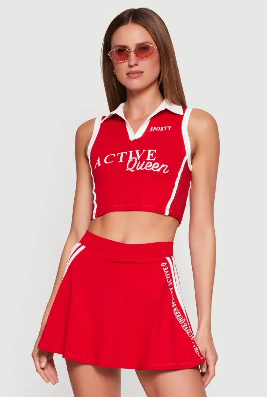 Active Queen Graphic Polo Crop Top made by Rainbow