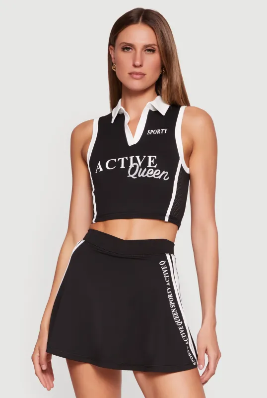 Active Queen Graphic Polo Crop Top made by Rainbow