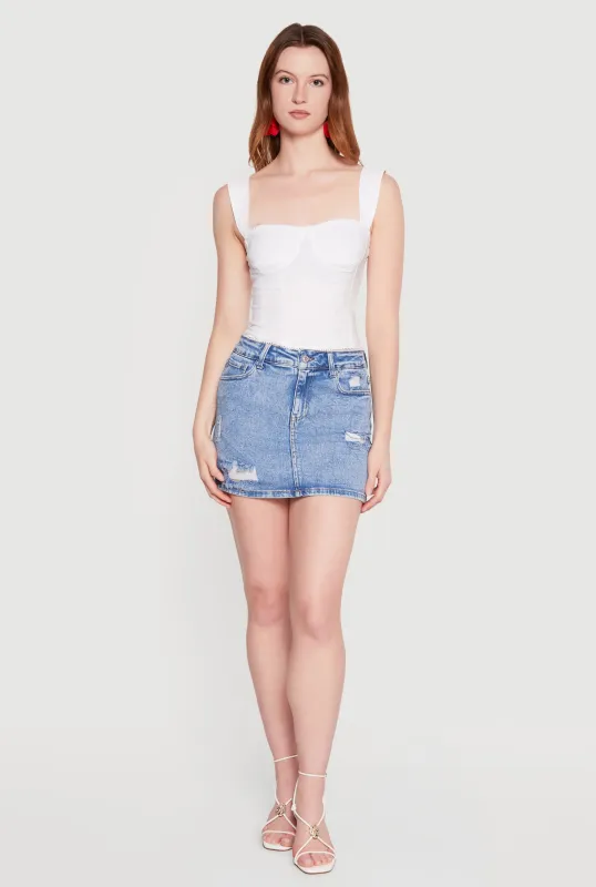 Destructed Denim Mini Skirt made by Rainbow
