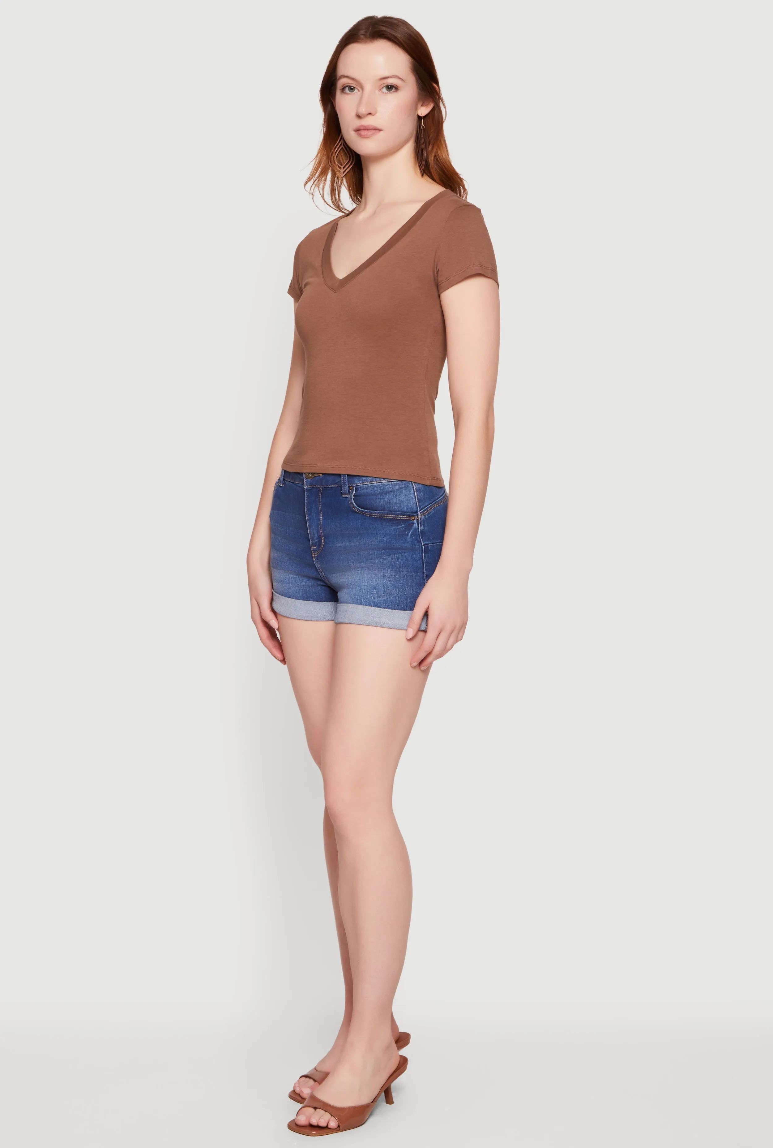 Basic V-Neck Short Sleeve T-Shirt sold by Rainbow product image thumbnail 3