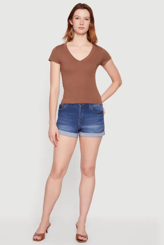 Basic V-Neck Short Sleeve T-Shirt made by Ambiance