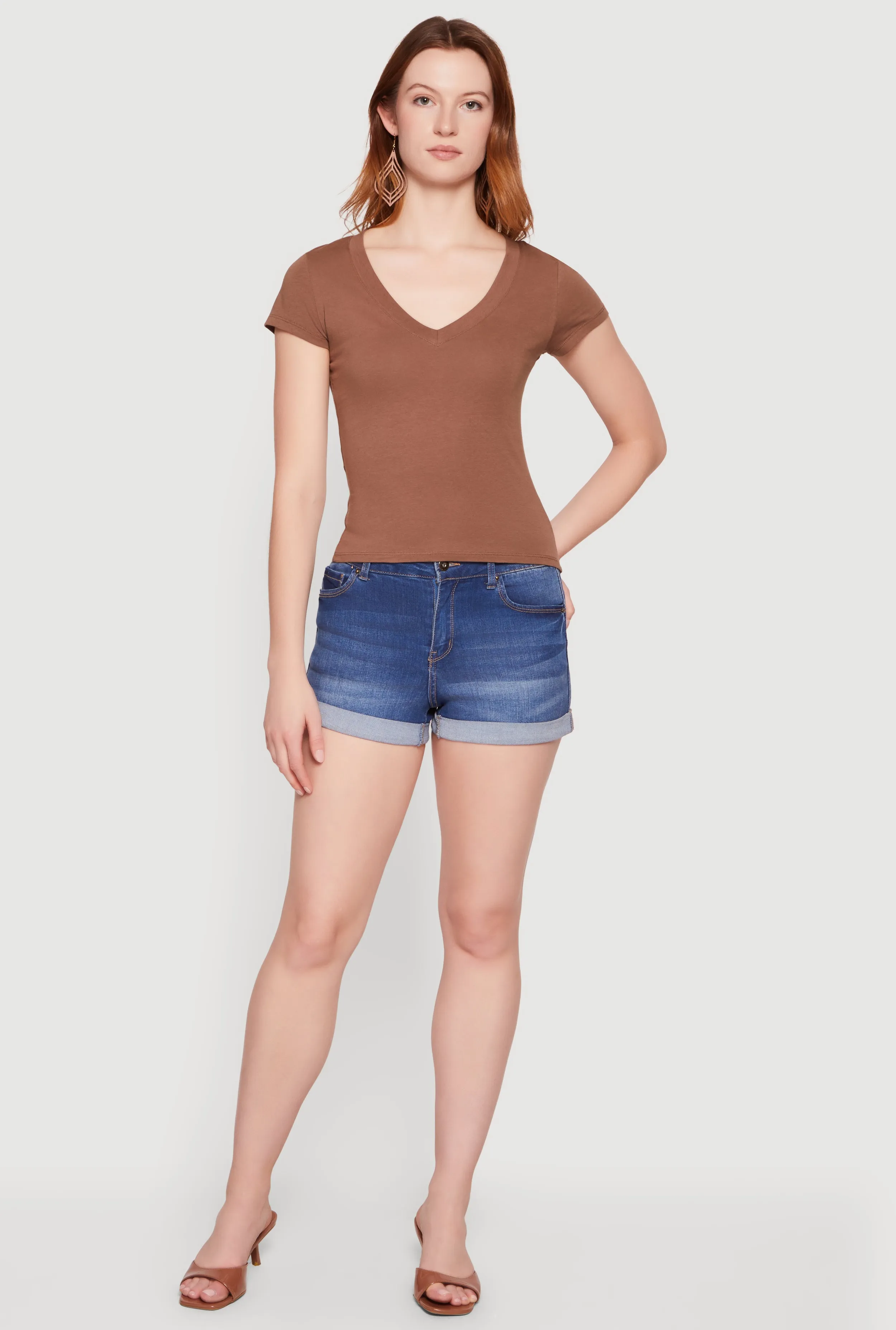Basic V-Neck Short Sleeve T-Shirt sold by Rainbow