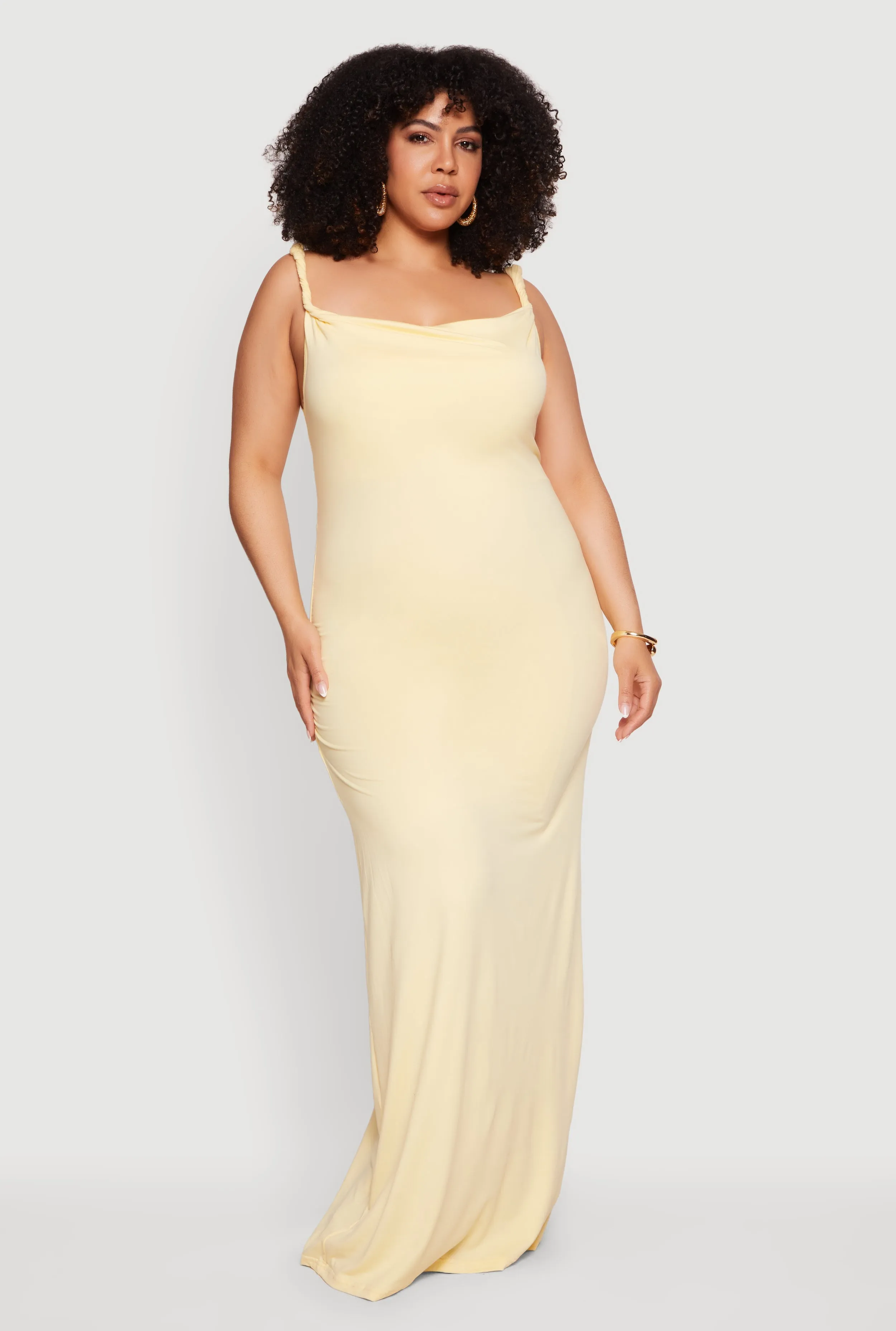 Plus Size Twisted Strap Side Ruched Maxi Dress sold by Rainbow