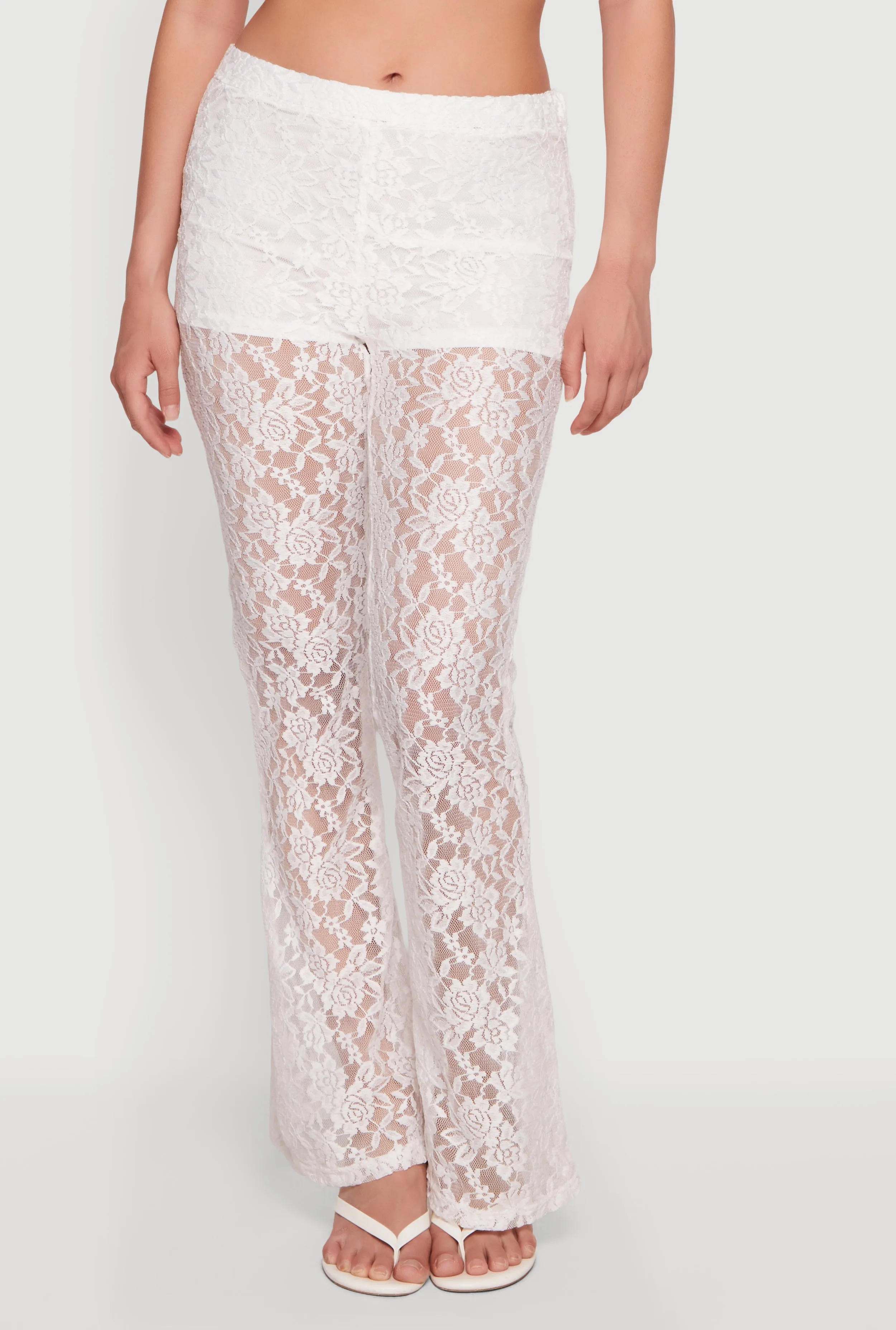 Floral Lace Flare Leg Casual Pants sold by Rainbow product image thumbnail 3
