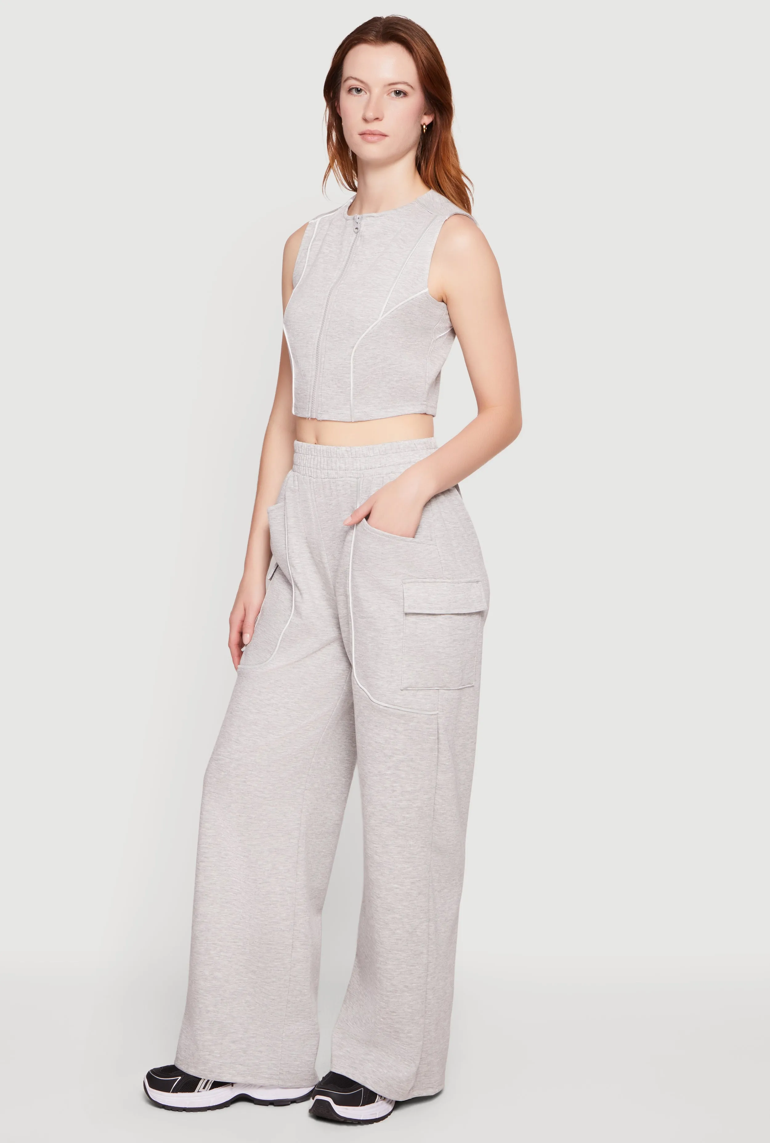 Modal Contrast Trim Piping Cargo Pocket Sweatpants sold by Rainbow product image thumbnail 2