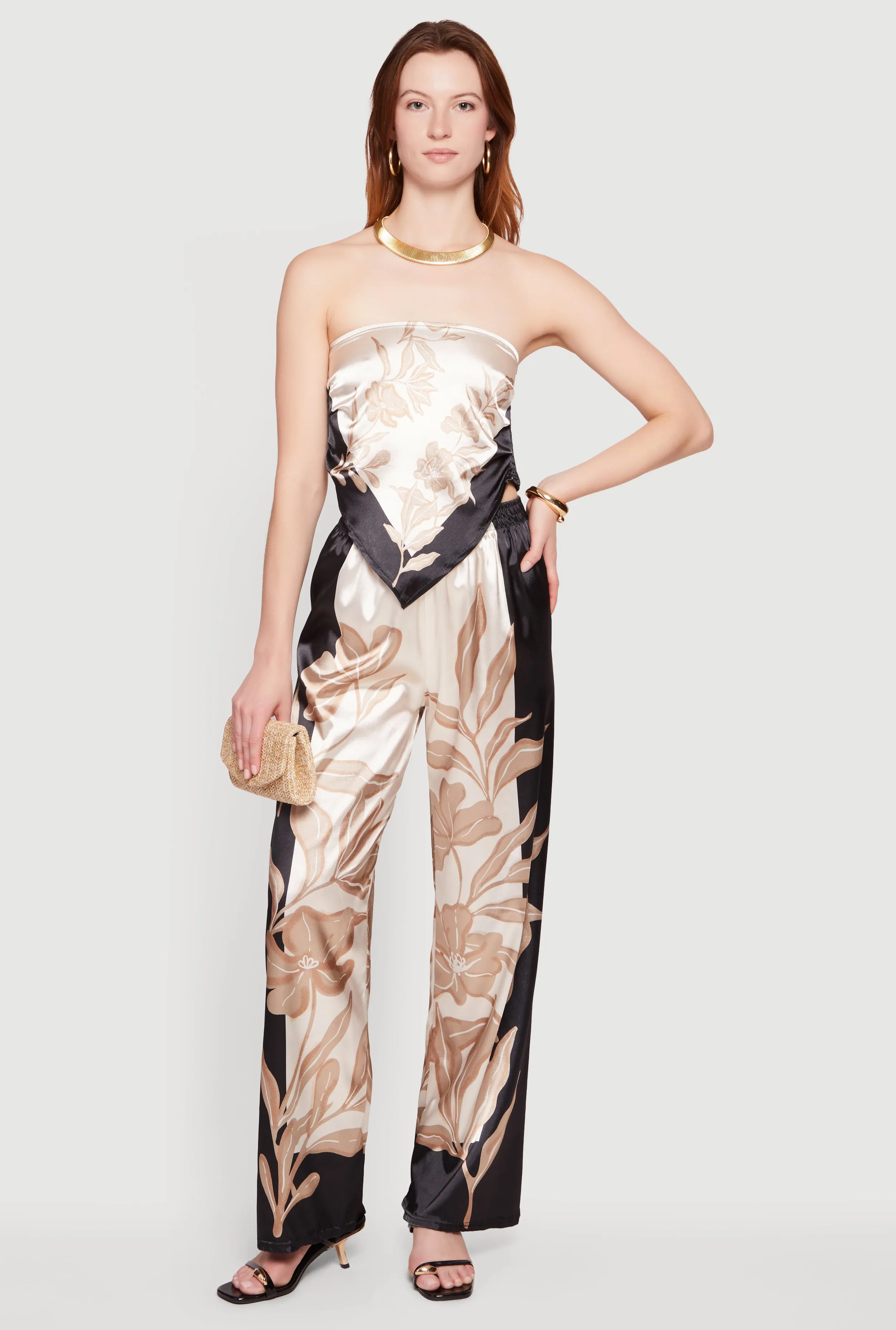 Satin Floral Handkerchief Hem Tube Top sold by Rainbow product image thumbnail 2
