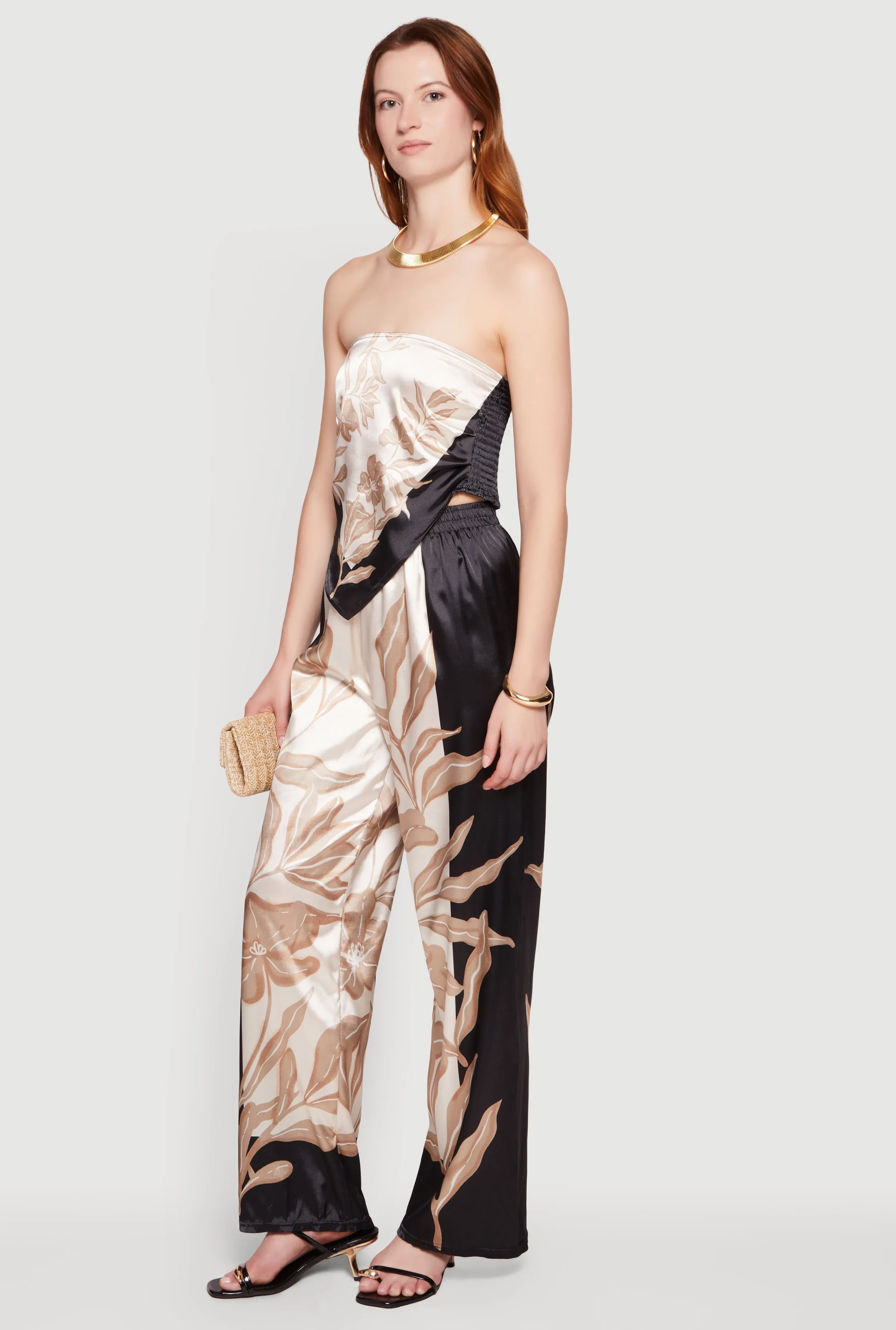 Satin Floral Handkerchief Hem Tube Top sold by Rainbow product image thumbnail 3