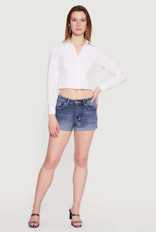 Long Sleeve Zip Front Cropped Shirt made by Rainbow