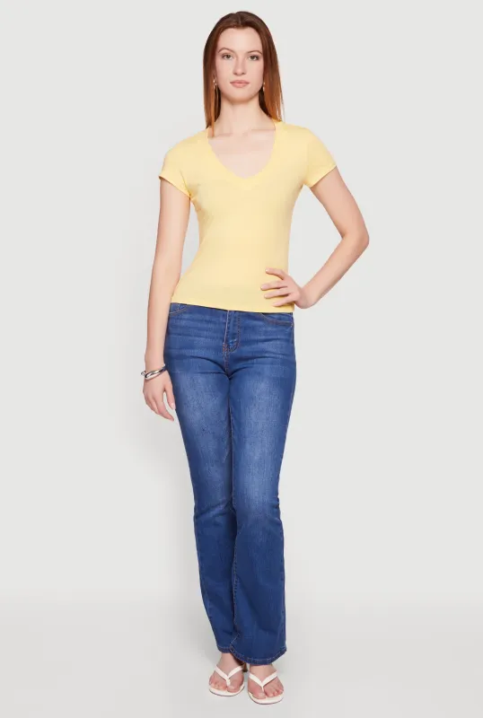 Basic V Neck Short Sleeve T Shirt made by Ambiance