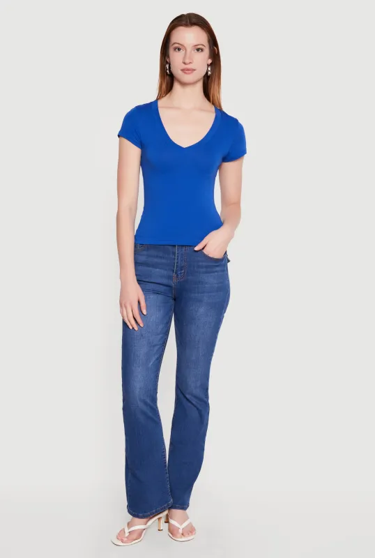 Basic V Neck Short Sleeve T Shirt made by Ambiance