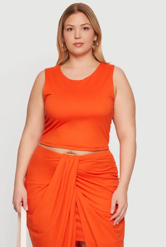 Plus Size Double Layered Soft Knit Crop Tank Top made by Rainbow