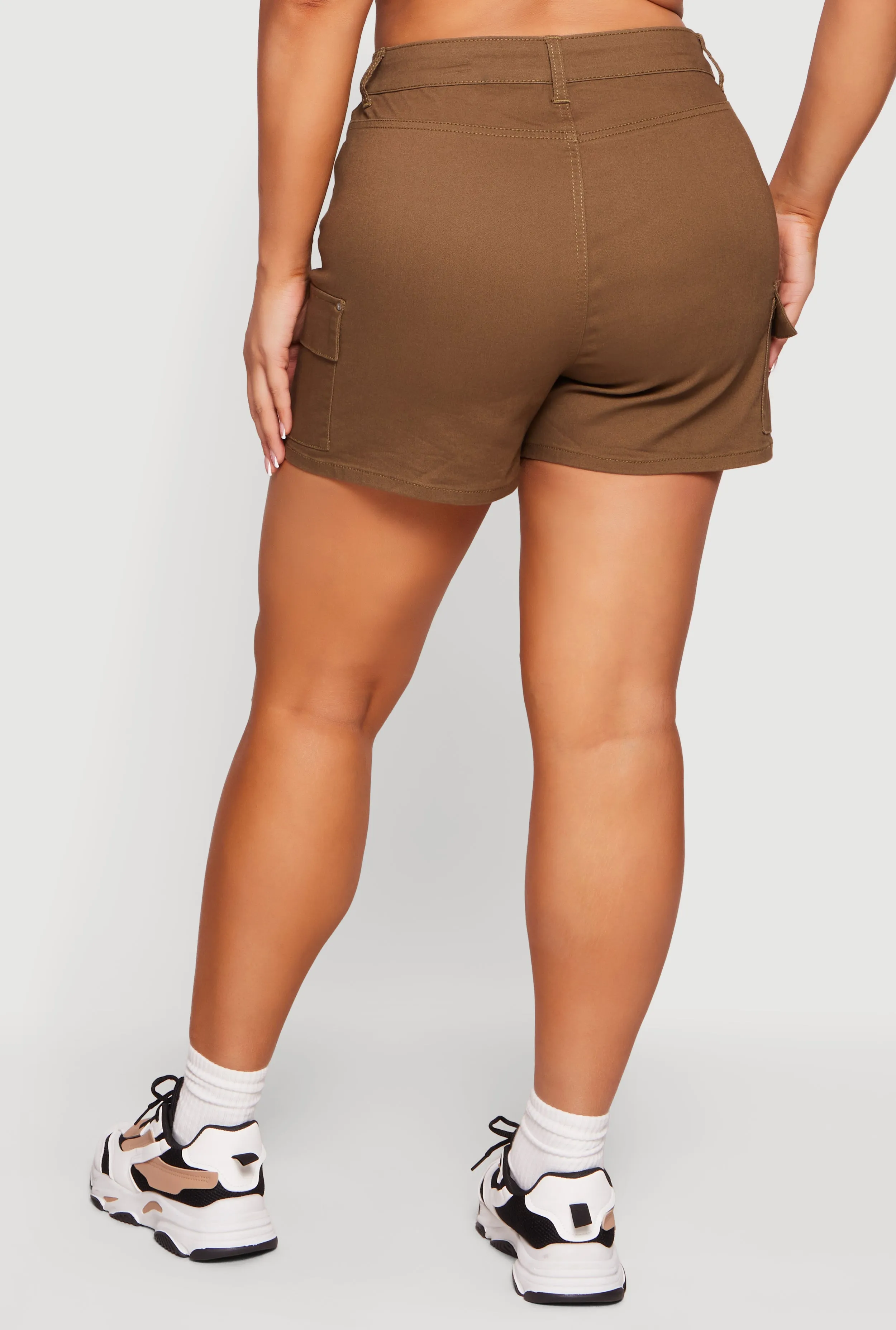 Plus Size High Waisted Twill Cargo Shorts sold by Rainbow product image thumbnail 5