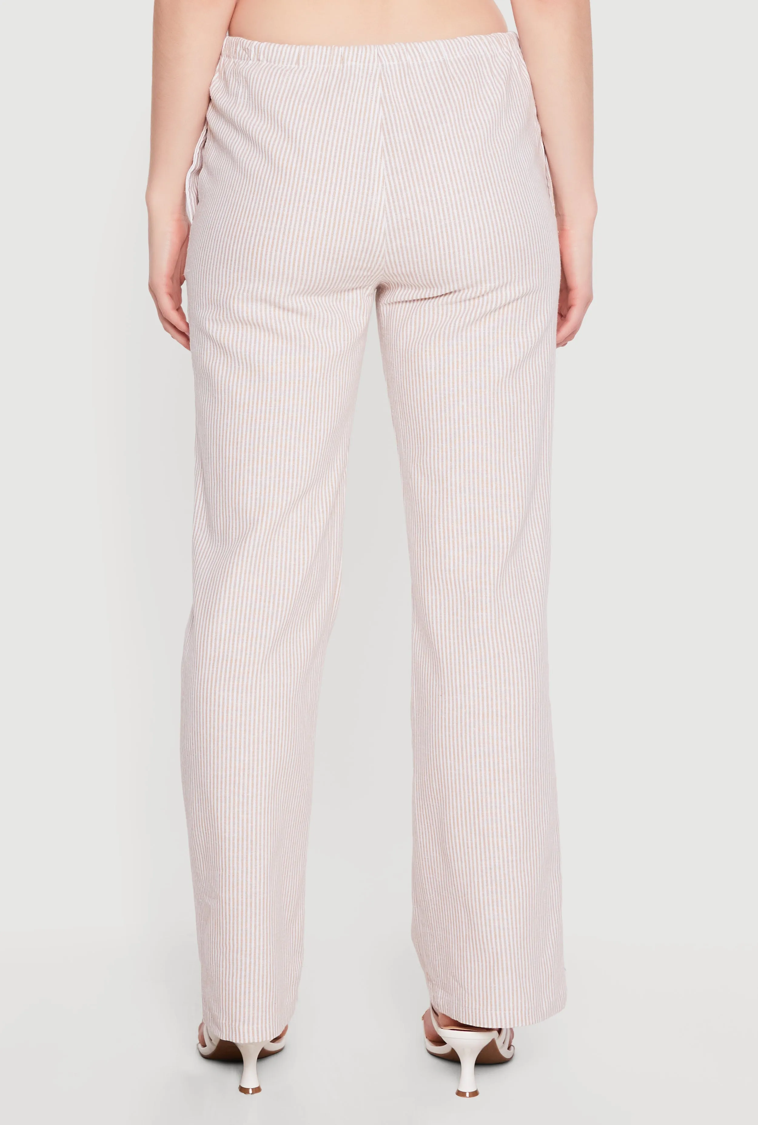 Striped Linen Drawstring Waist Pull On Pants sold by Rainbow product image thumbnail 5