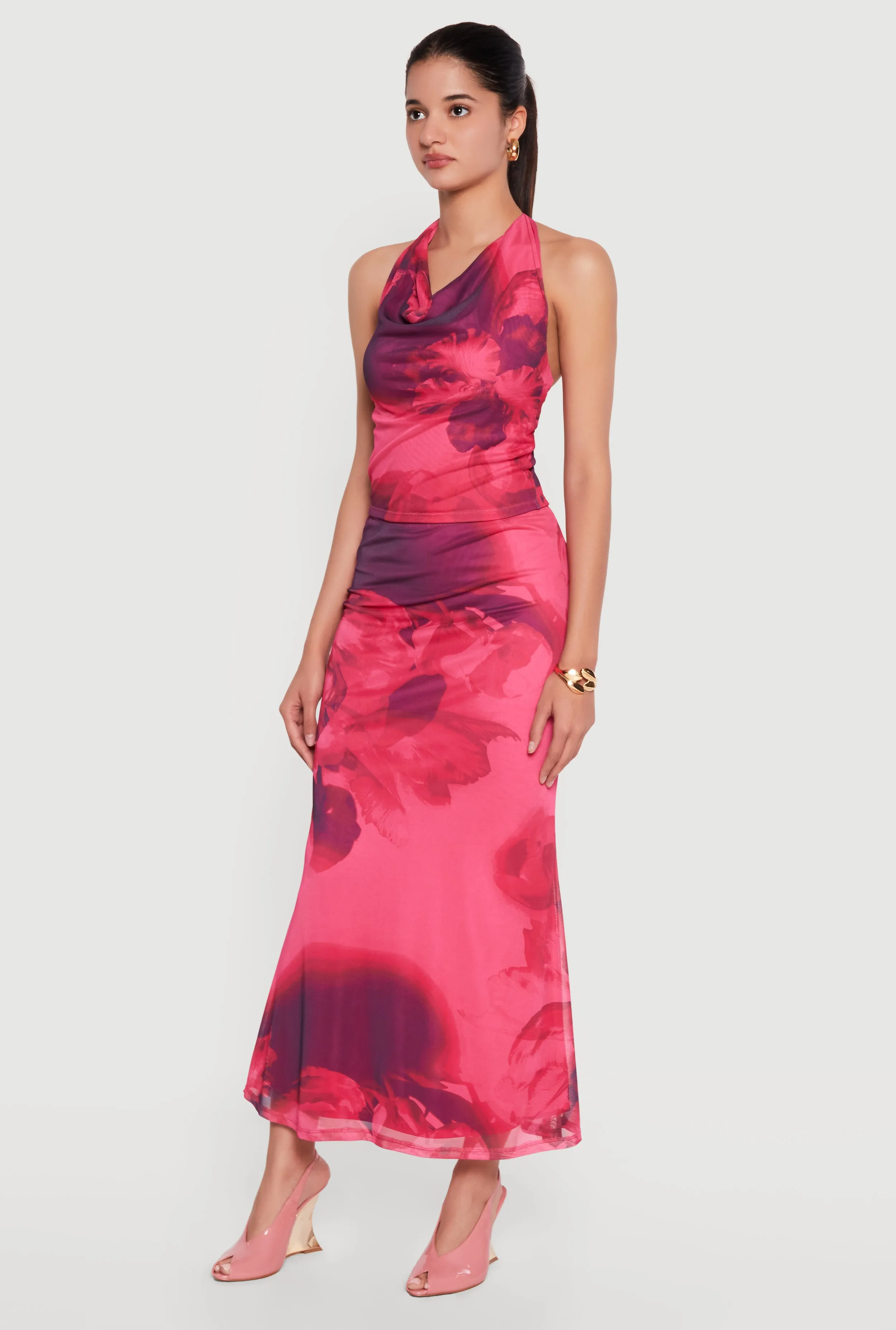 Floral Mesh Maxi Mermaid Skirt sold by Rainbow product image thumbnail 2