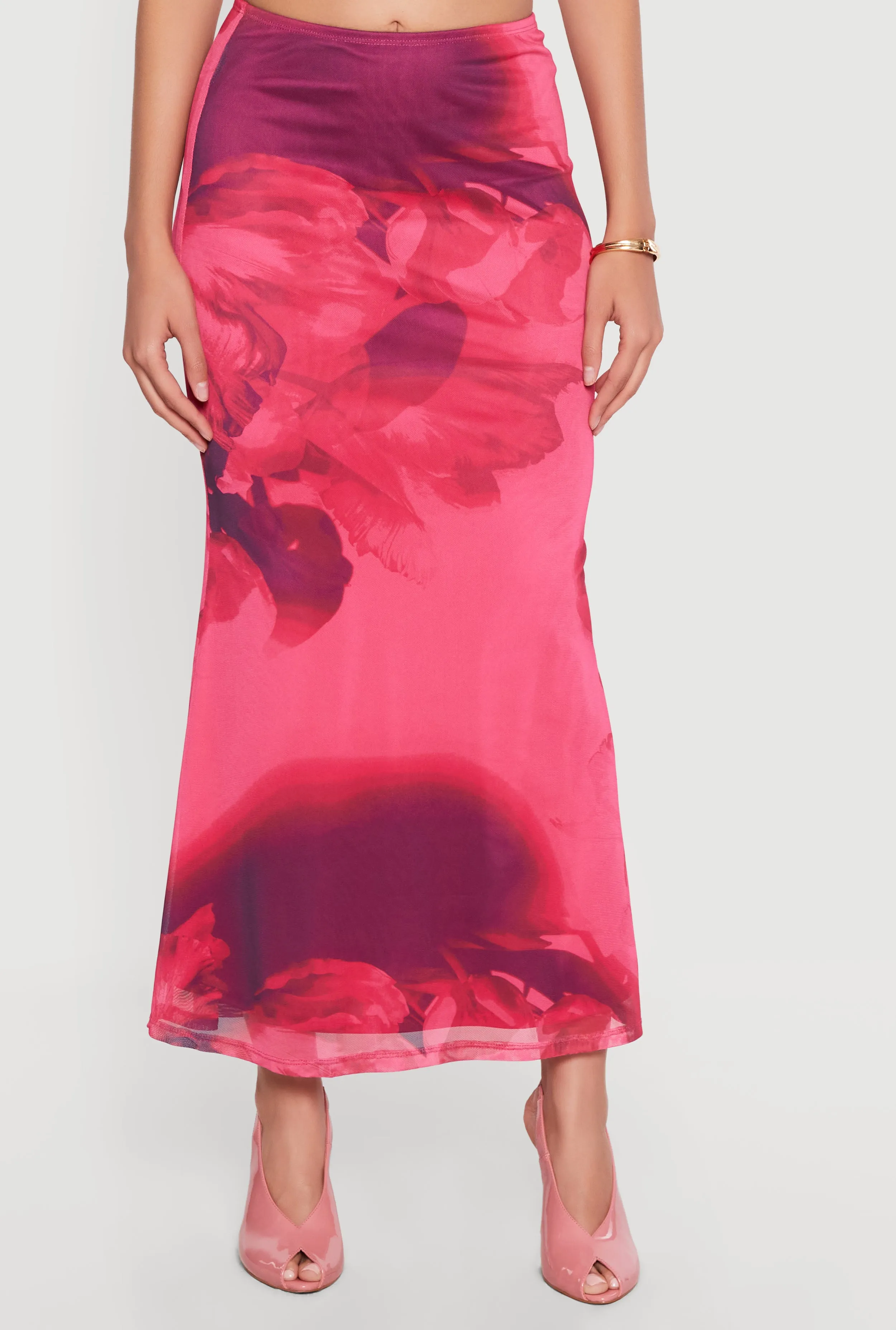 Floral Mesh Maxi Mermaid Skirt sold by Rainbow product image thumbnail 3