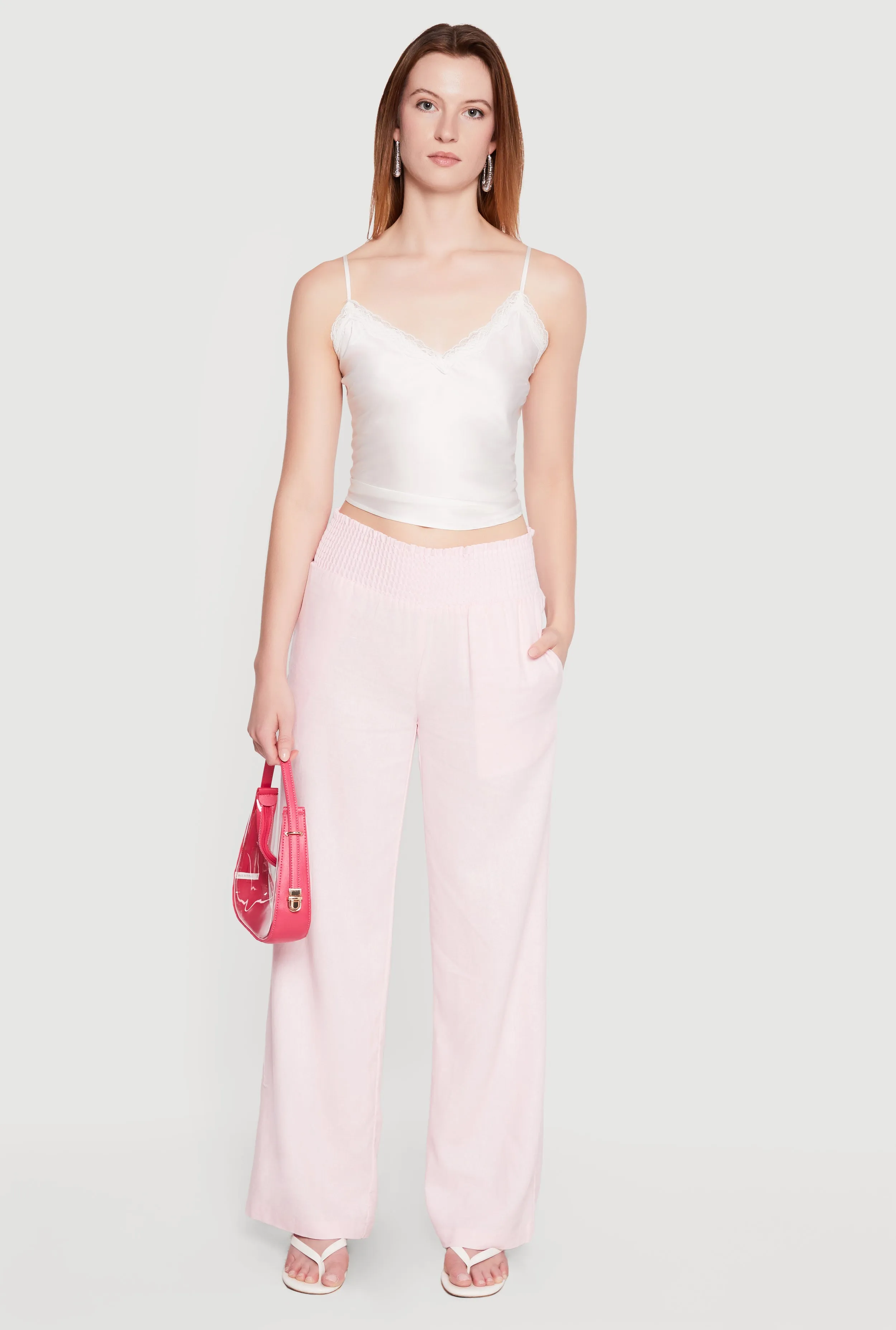 Smocked High Waisted Linen Wide Leg Pants sold by Rainbow product image thumbnail 5