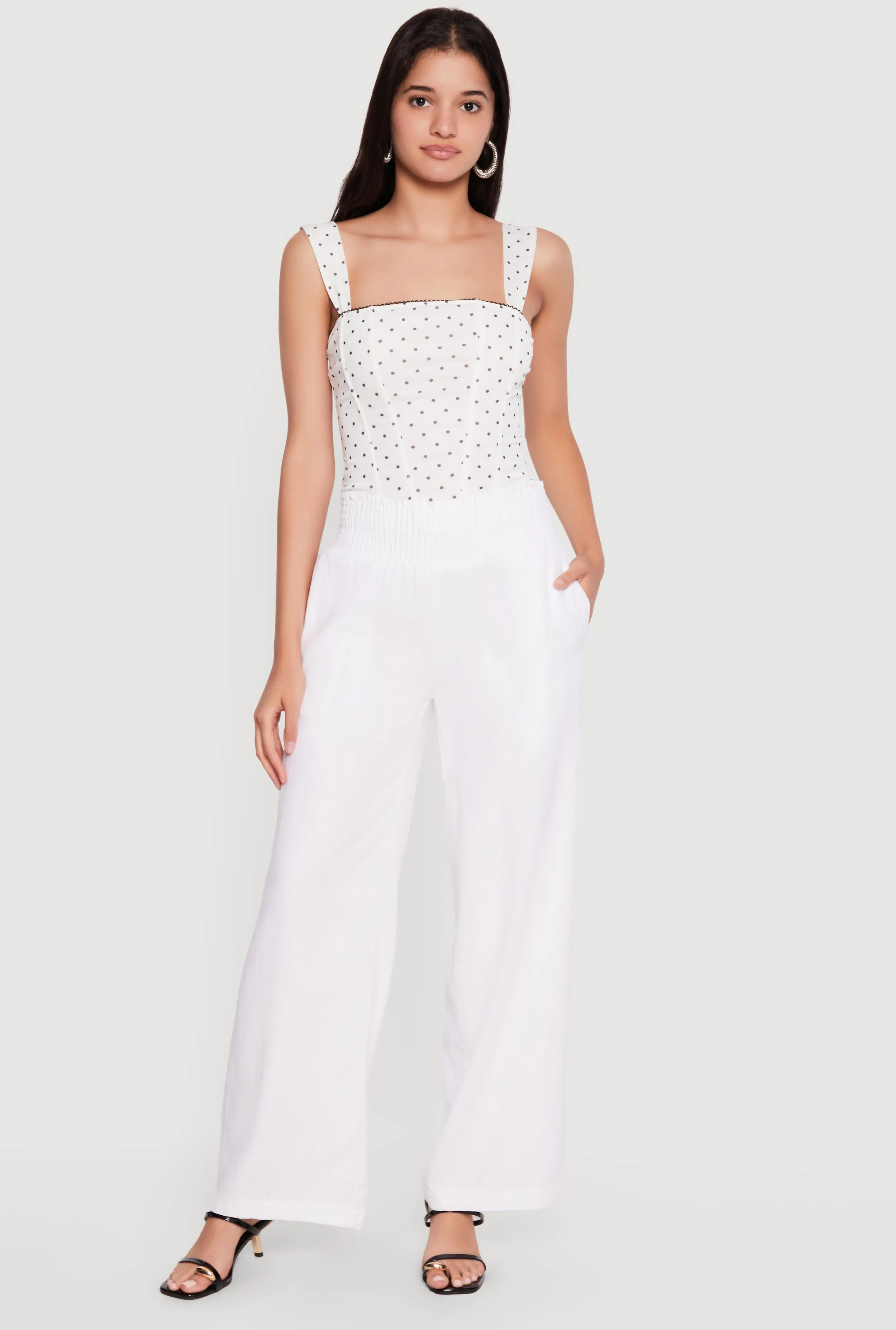 Smocked High Waisted Linen Wide Leg Pants sold by Rainbow product image thumbnail 4