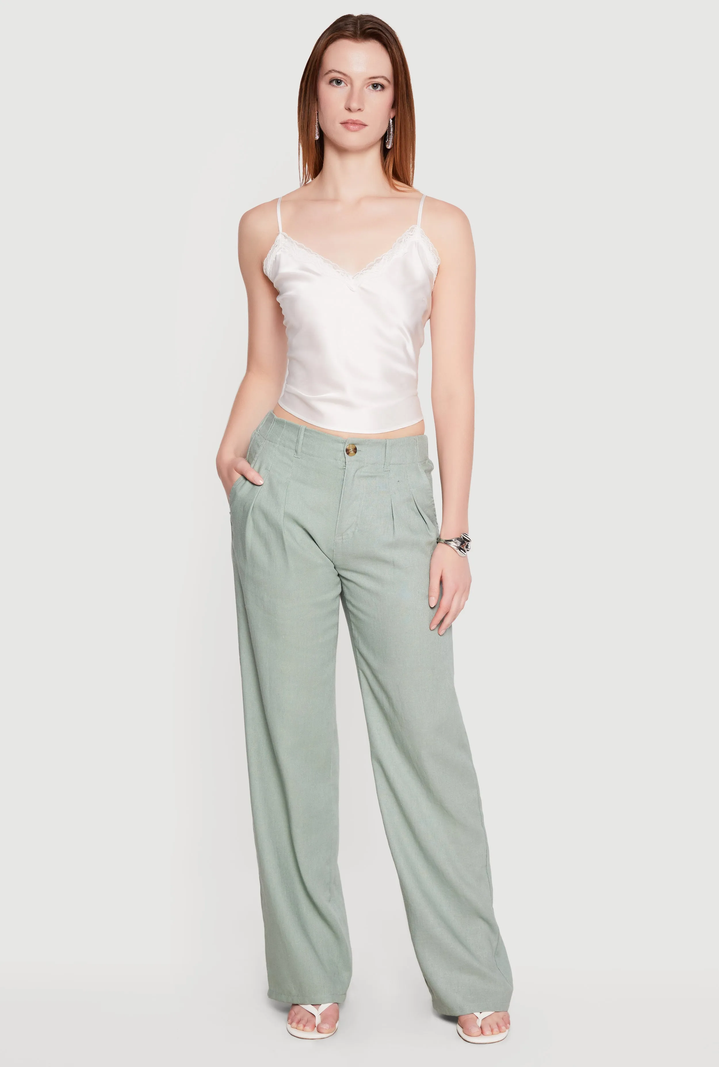 Linen Pleated Wide Leg Pants sold by Rainbow product image thumbnail 4