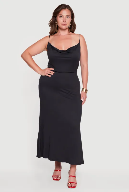 Plus Size Cowl Neck Cami Maxi Dress made by Rainbow