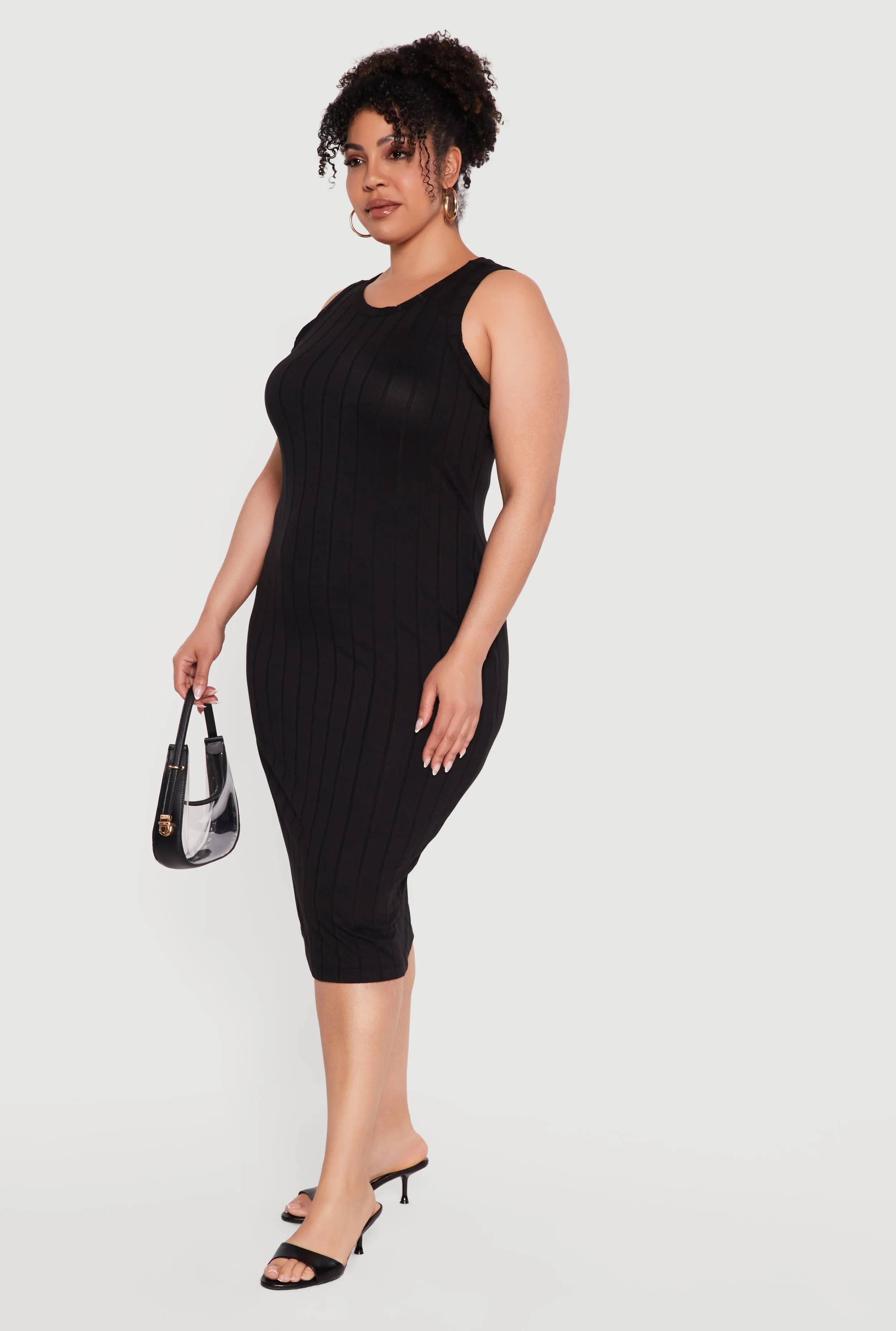 Plus Size Sleeveless Ribbed Knit Midi Dress sold by Rainbow product image thumbnail 2