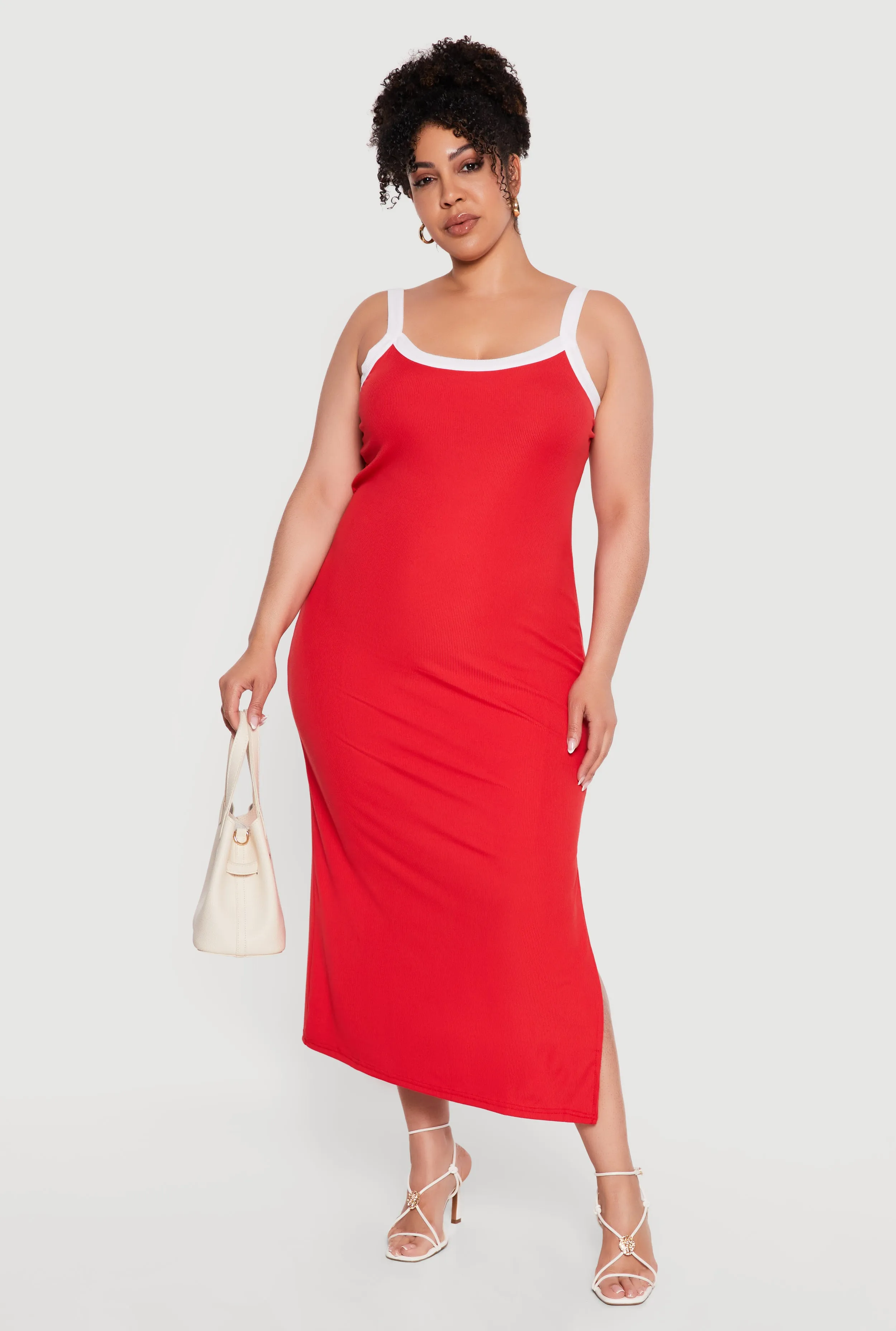 Plus Size Contrast Trim Cami Maxi Dress sold by Rainbow