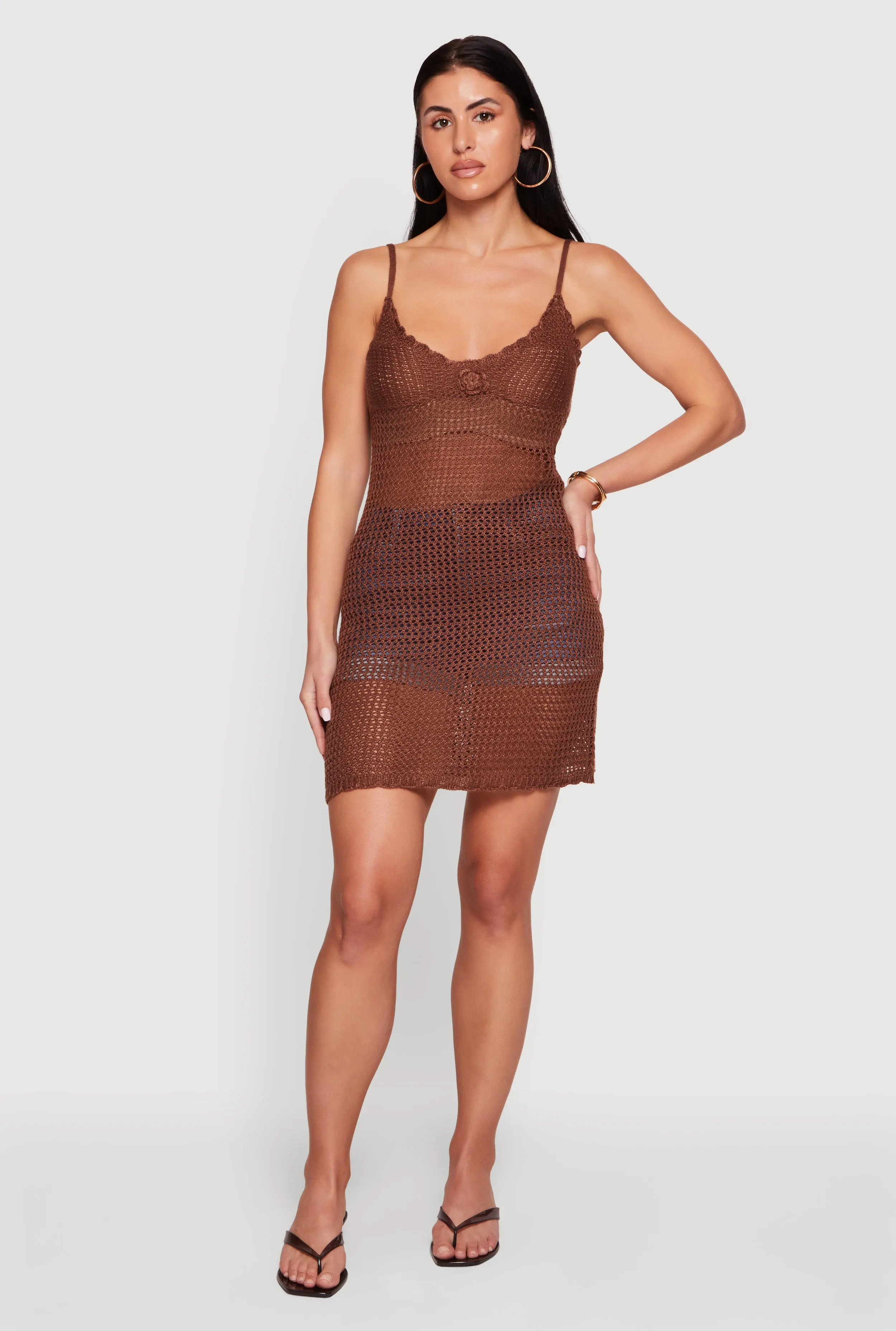 Solid Crochet Cami Dress with Rosette Detail sold by Rainbow product image thumbnail 5