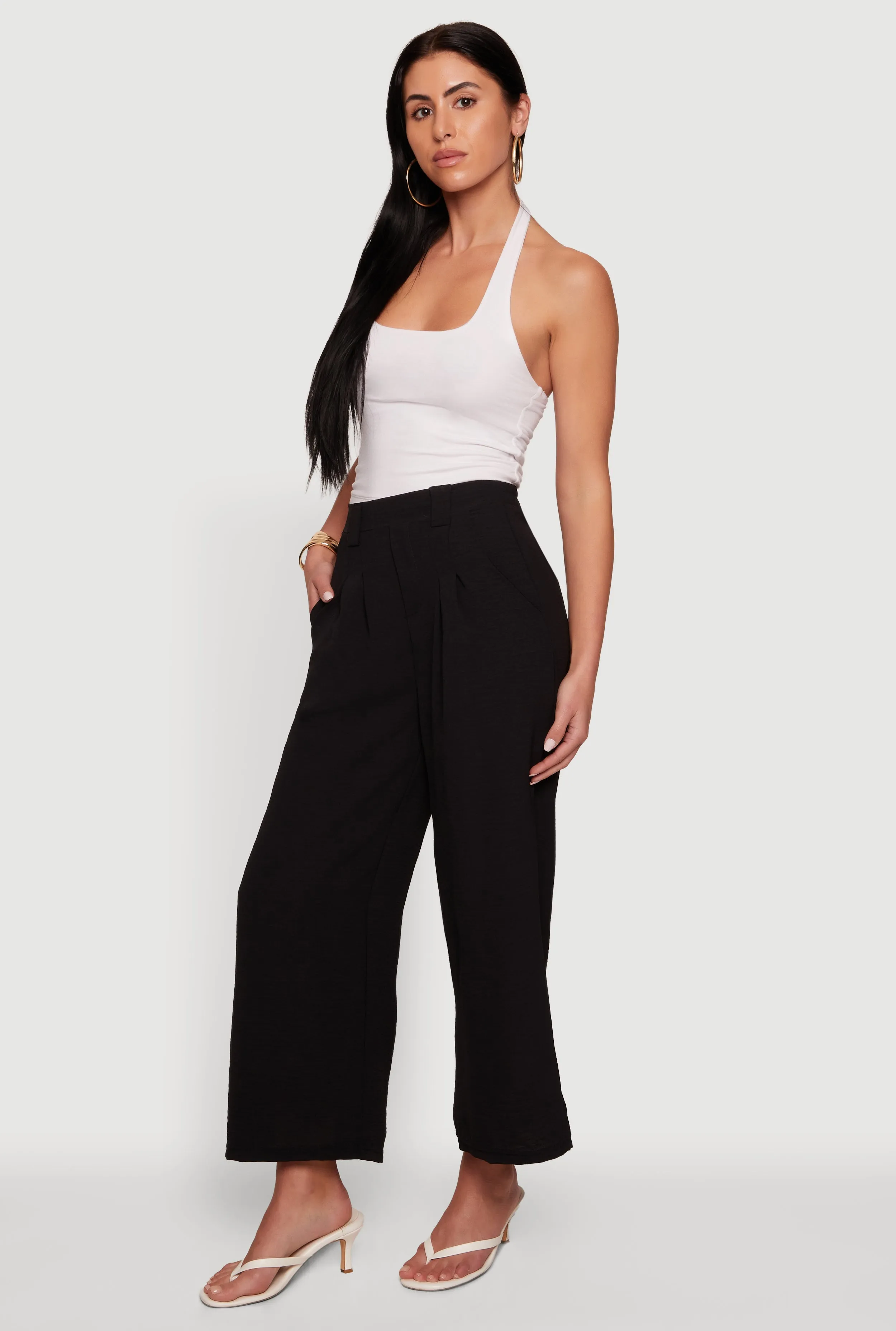 Crepe Knit Pleated Wide Leg Trousers sold by Rainbow product image thumbnail 2